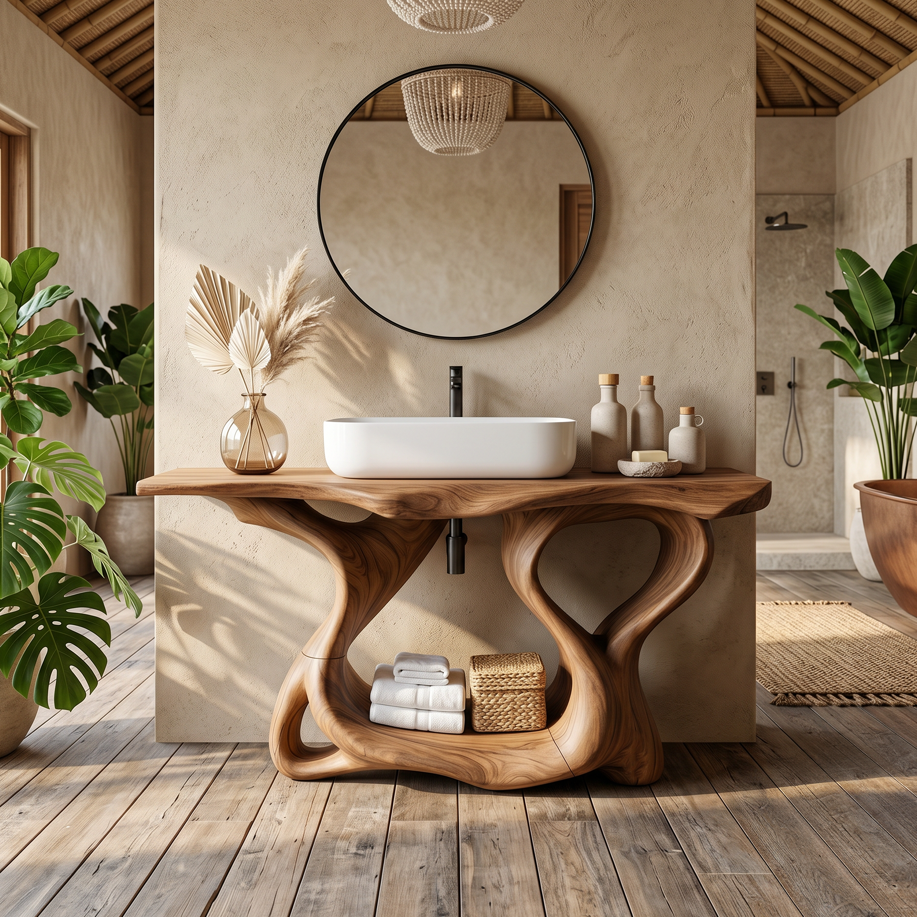 Rustic Solid Wood Vanity For Bathroom Furniture Decor SILDTTRBRV014