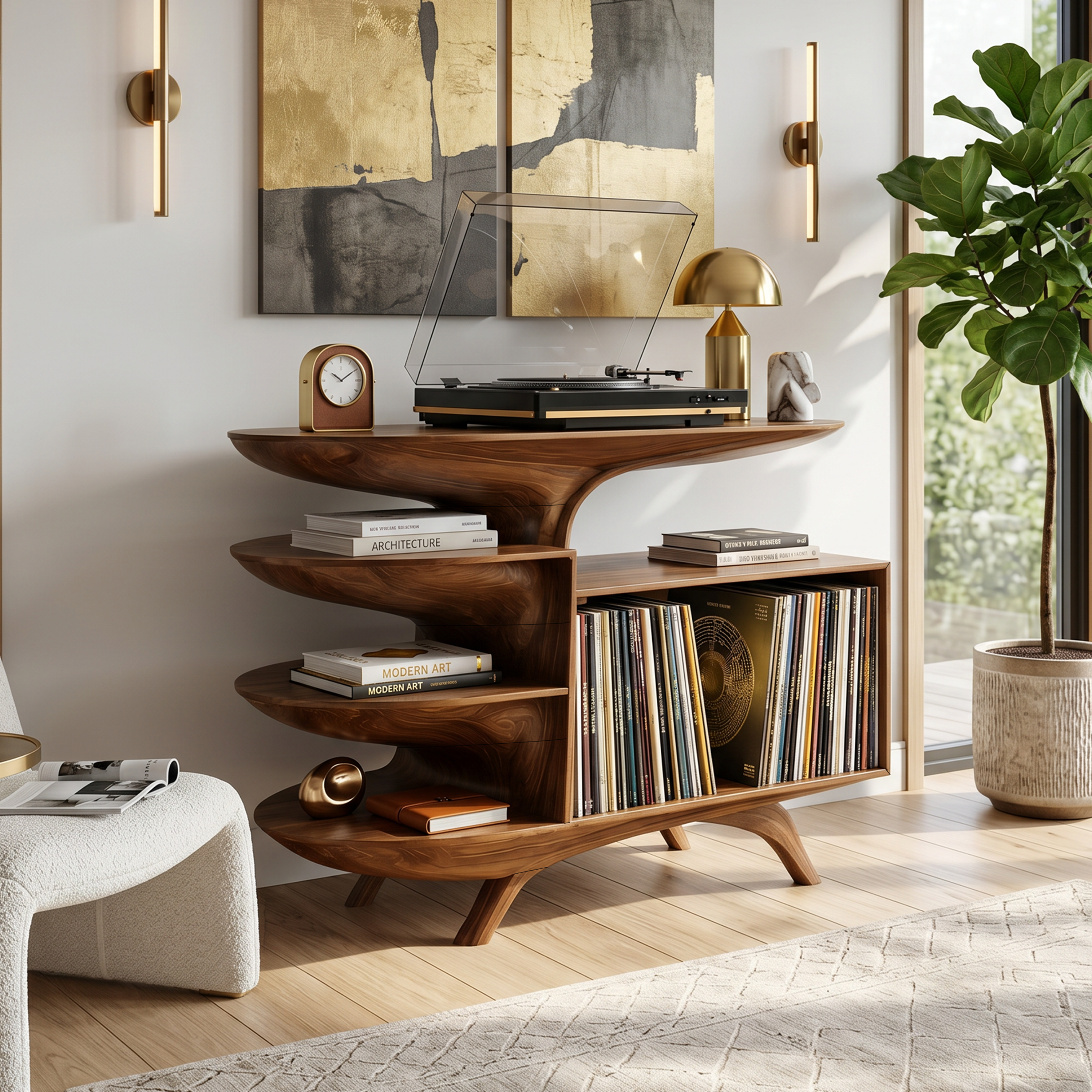 Modern Wooden Record Stand For Bedroom Interior Design Style SILDTTNRPT018