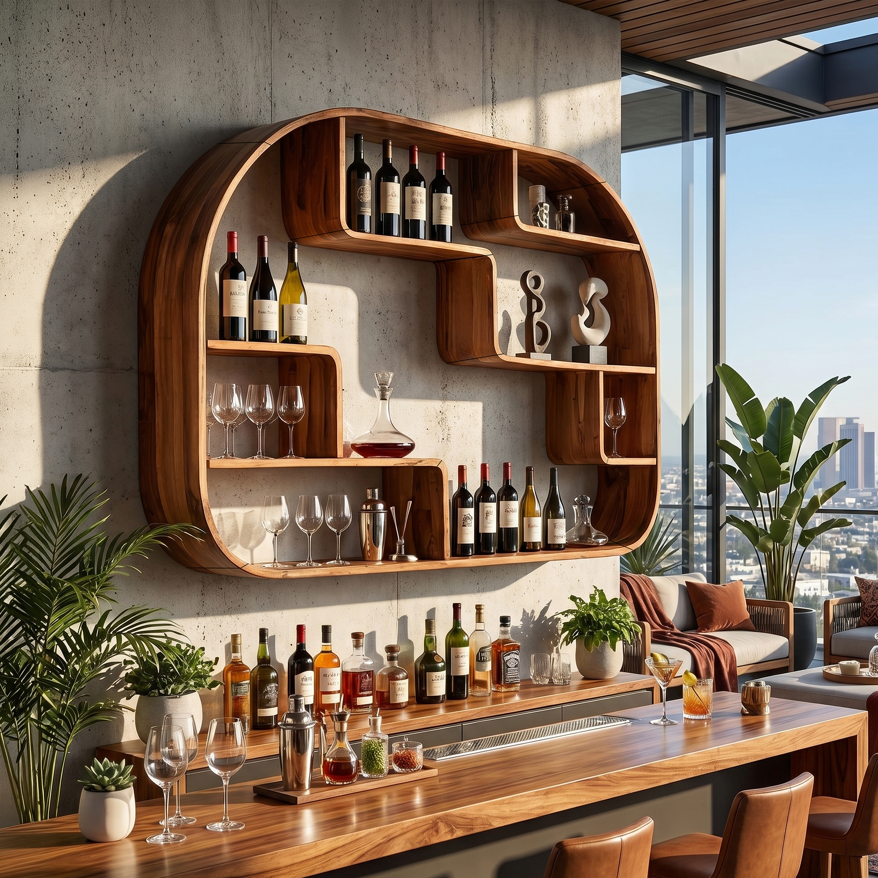 Boho Wall Wine Holder For Dining Space Bottle Accent Feature SILDTTRWH063