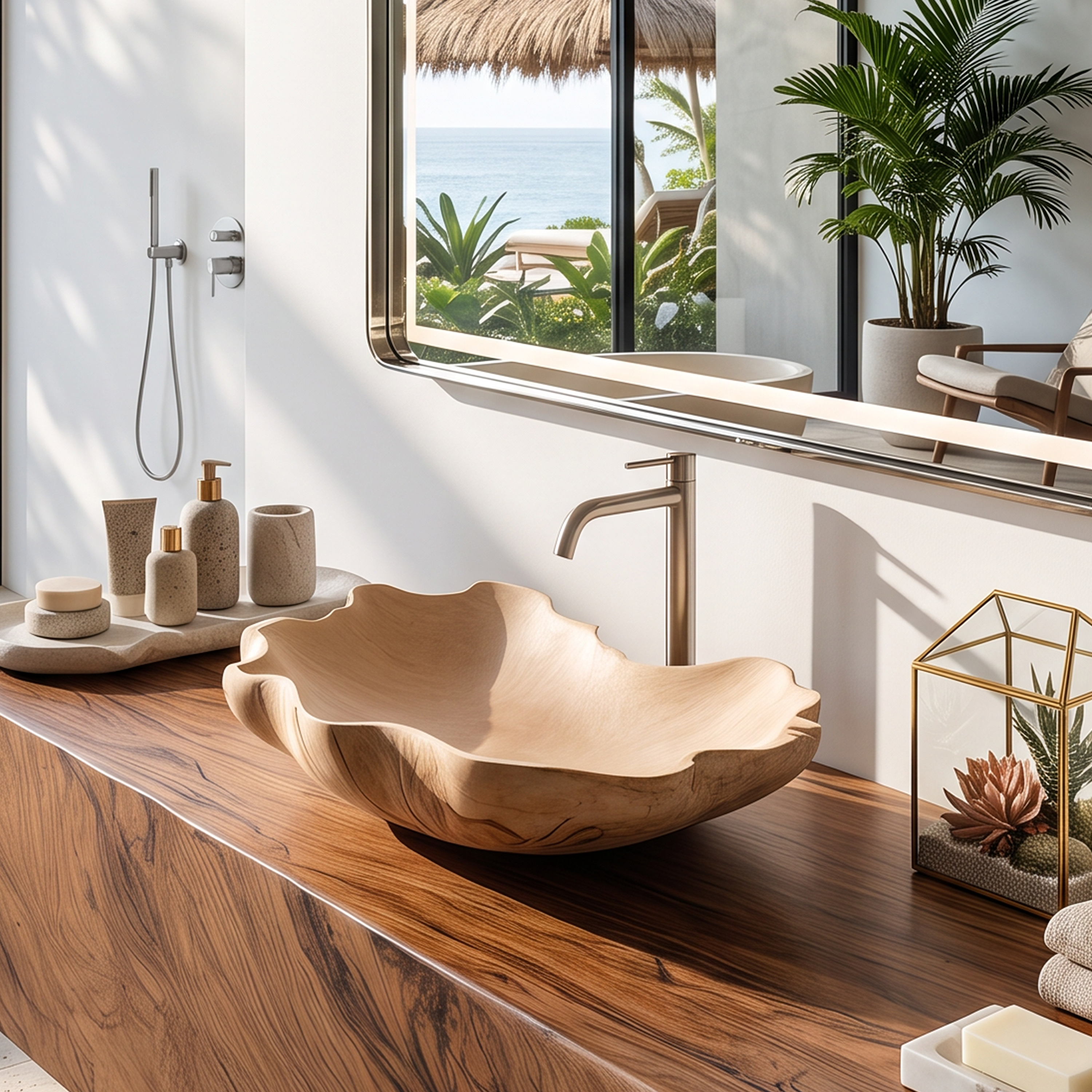 Rustic Solid Wood Sink For Bathroom SILDTTRVS019