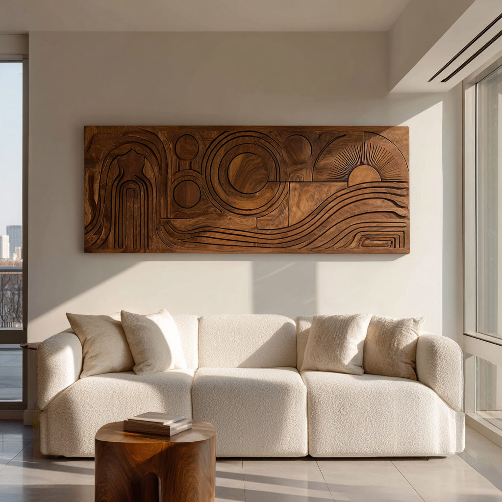 Mid Century Abstract Wood Wall Art For Living Room RTTHHNWA195