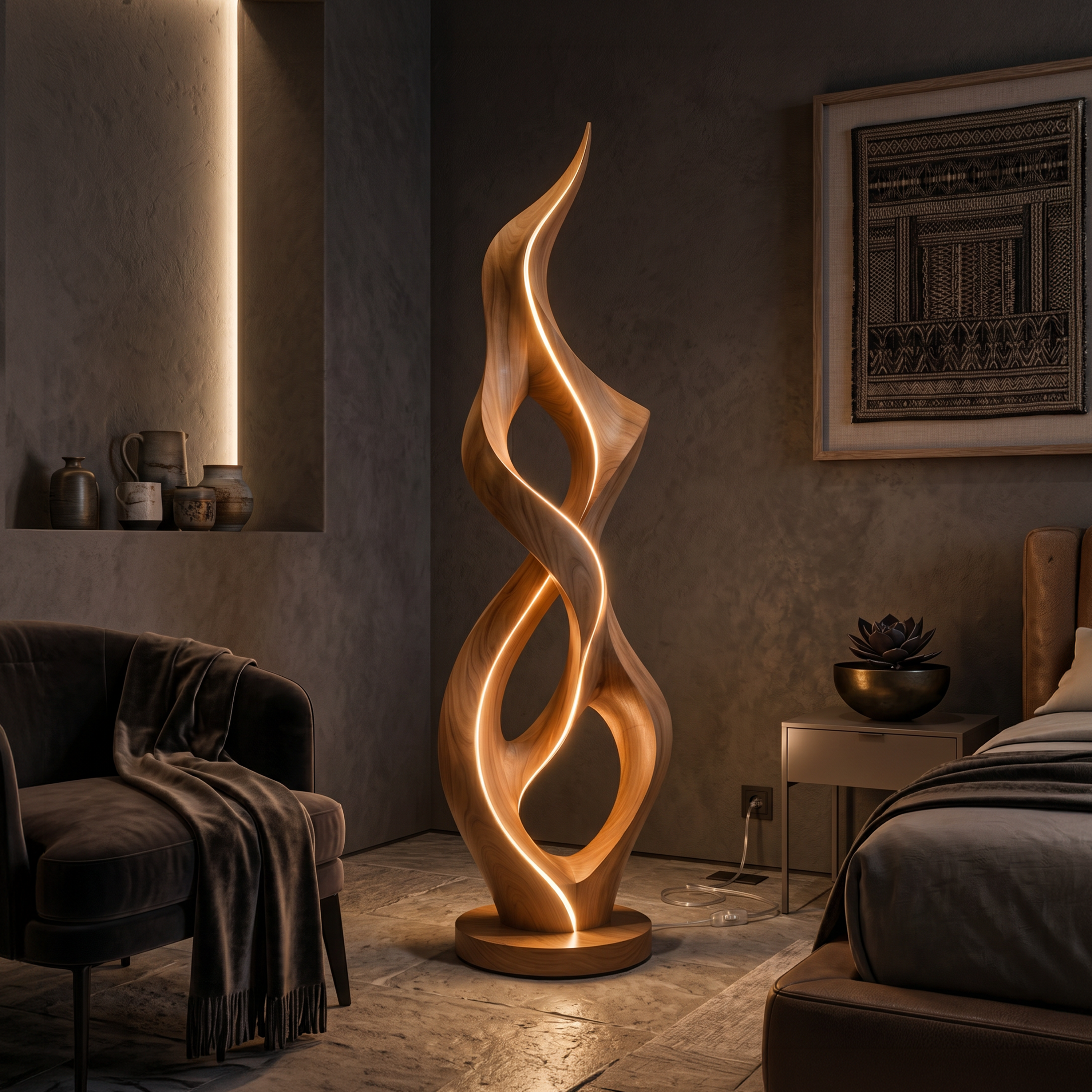 Organic Twist Floor Lamp For Cozy Living Room SILDTTNLAM001