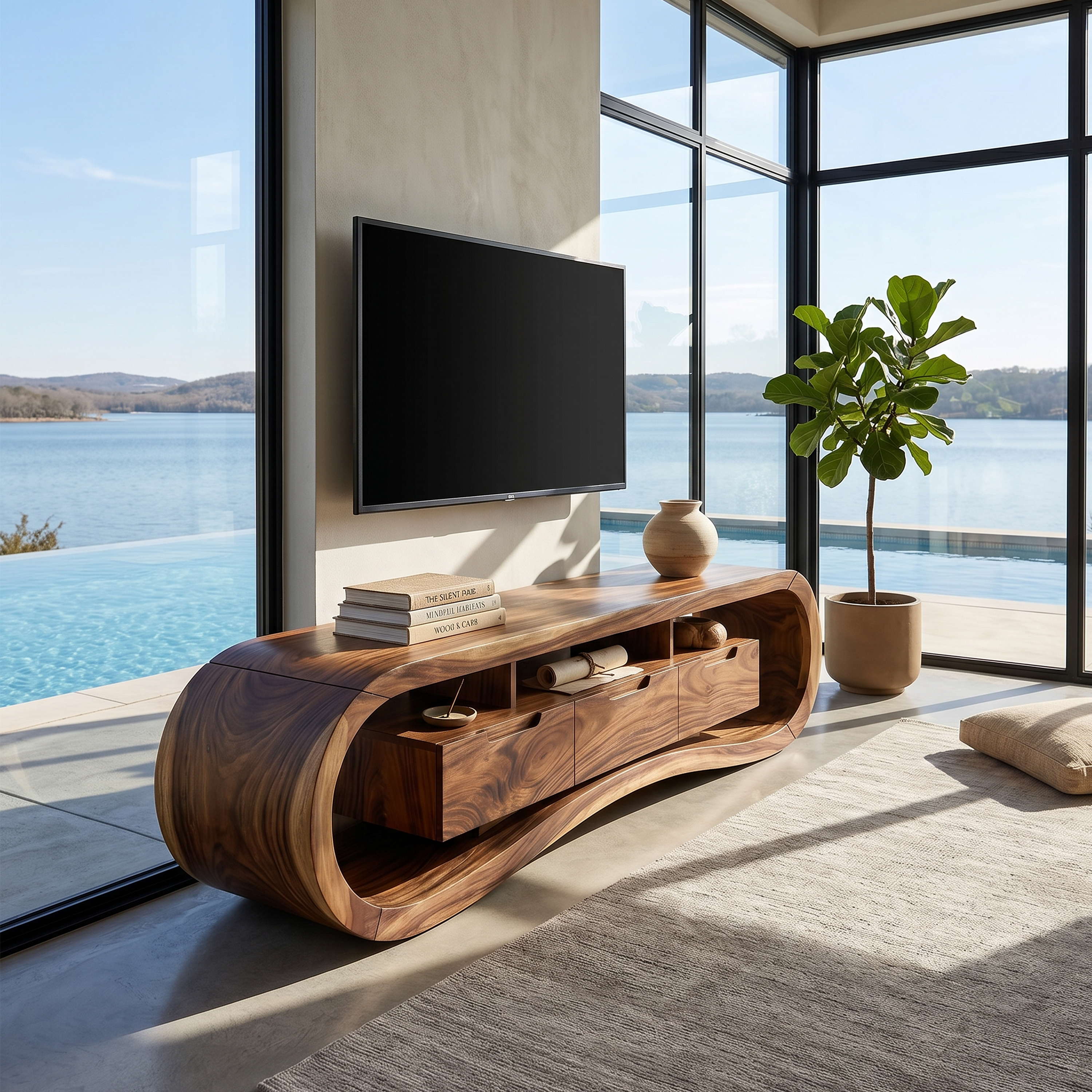Modern Sculptural TV Stand For Luxury Minimalist Living Room SILDTTRTVC097
