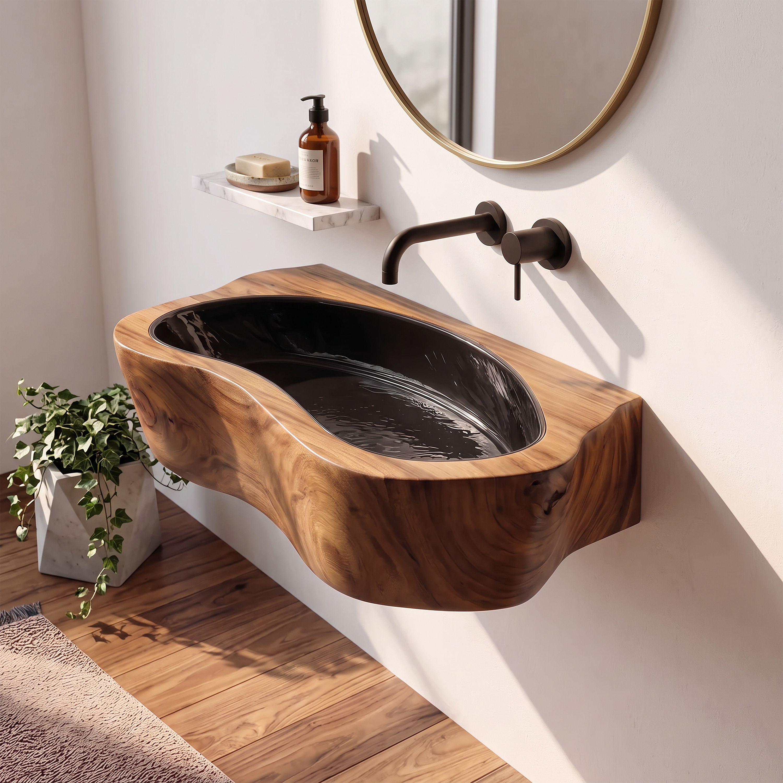 Handcrafted Live Edge Wood Vanity Sink For Natural Bathroom Decor SILDTTRVS027