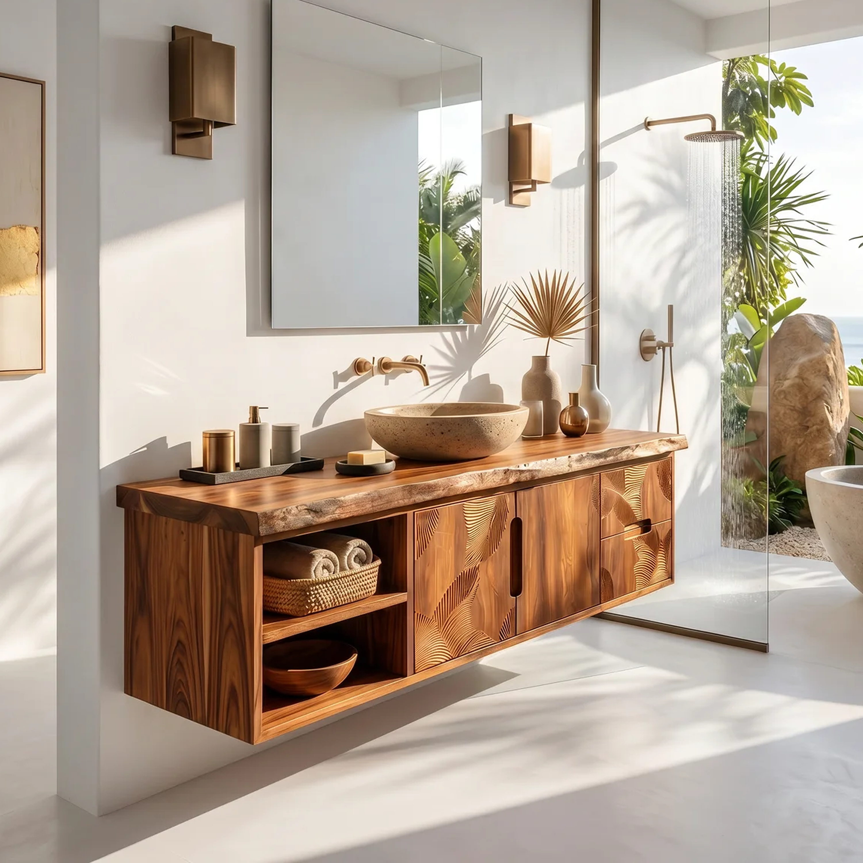 Modern Live Edge Bath Cabinet Garden Retreat SILDTTRBRV187