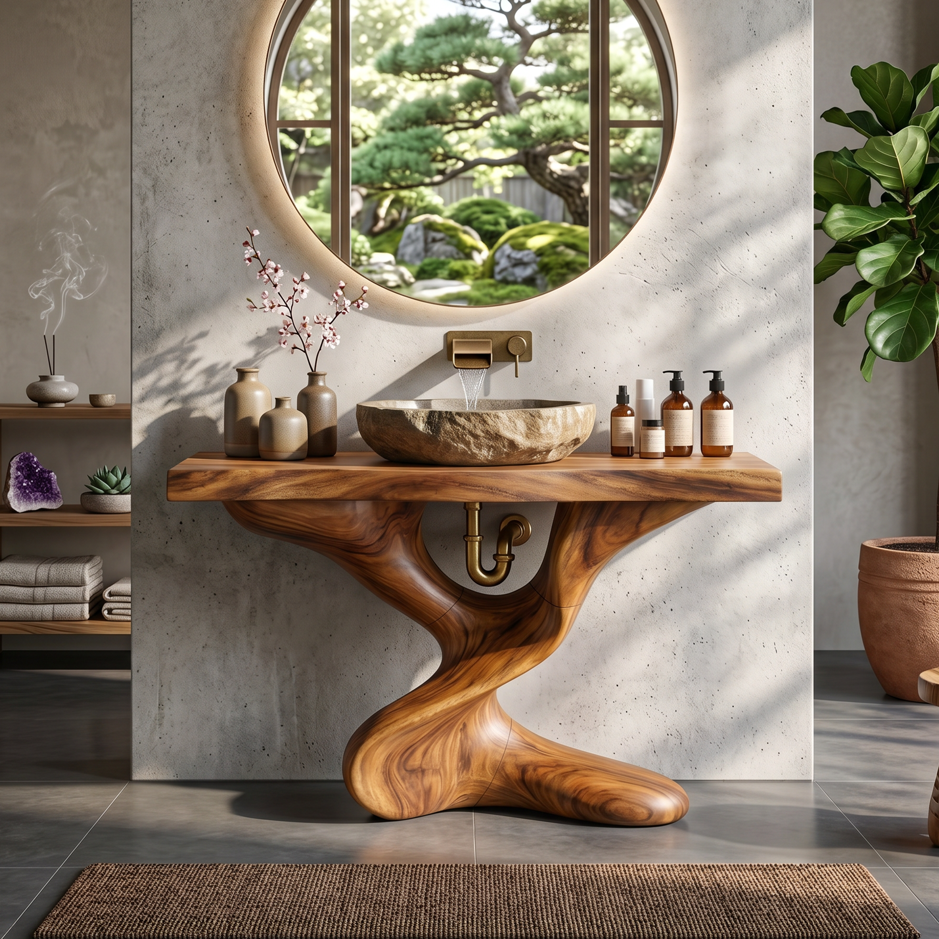 Farmhouse Solid Wood Vanity For Natural Bathroom SILDTTNBRV006