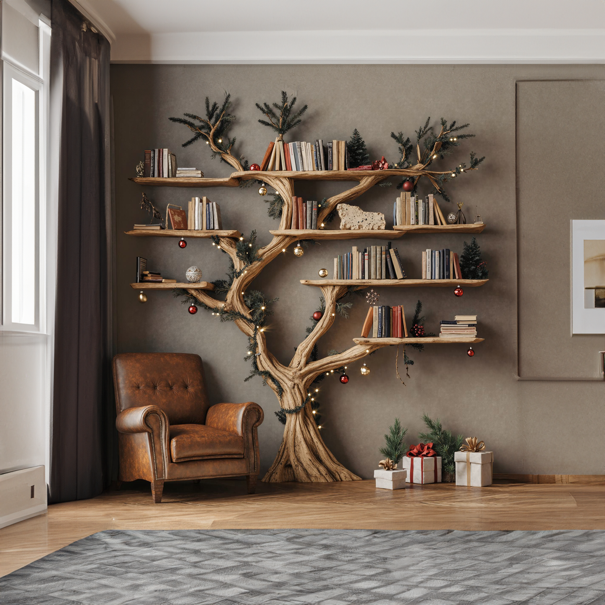 Tree Floating Bookshelf Driftwood Shelf SINLTB075