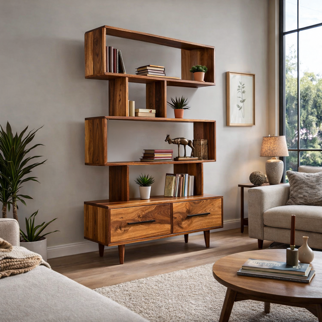 Minimal Natural Wood Bookshelf With Tiers For Home Decor RTTHTTBS118