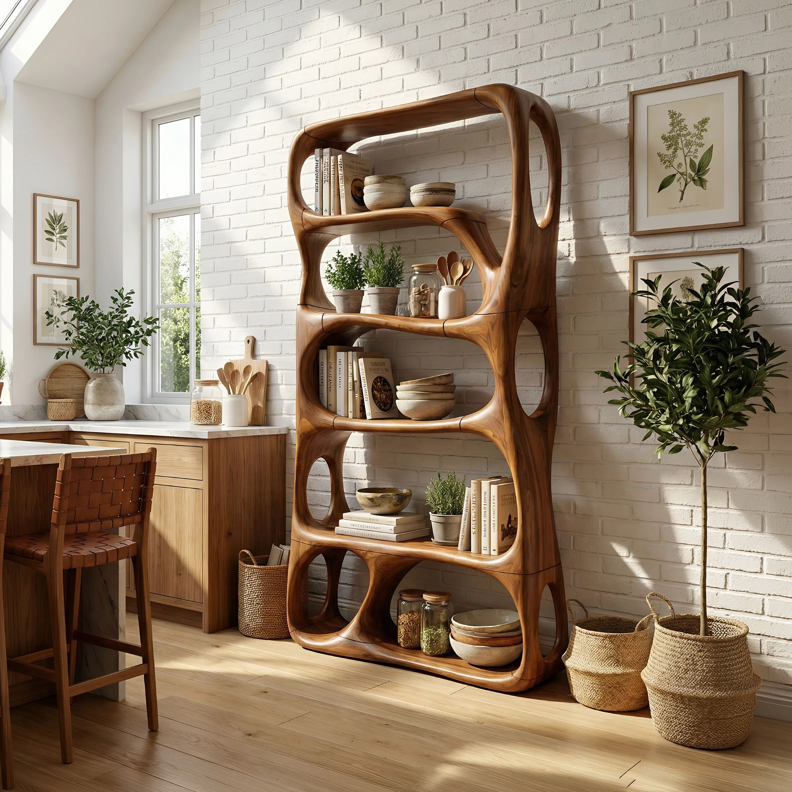 Farmhouse Handcrafted Bookcase Storage Organizer For Living Room SILDTTNBS007