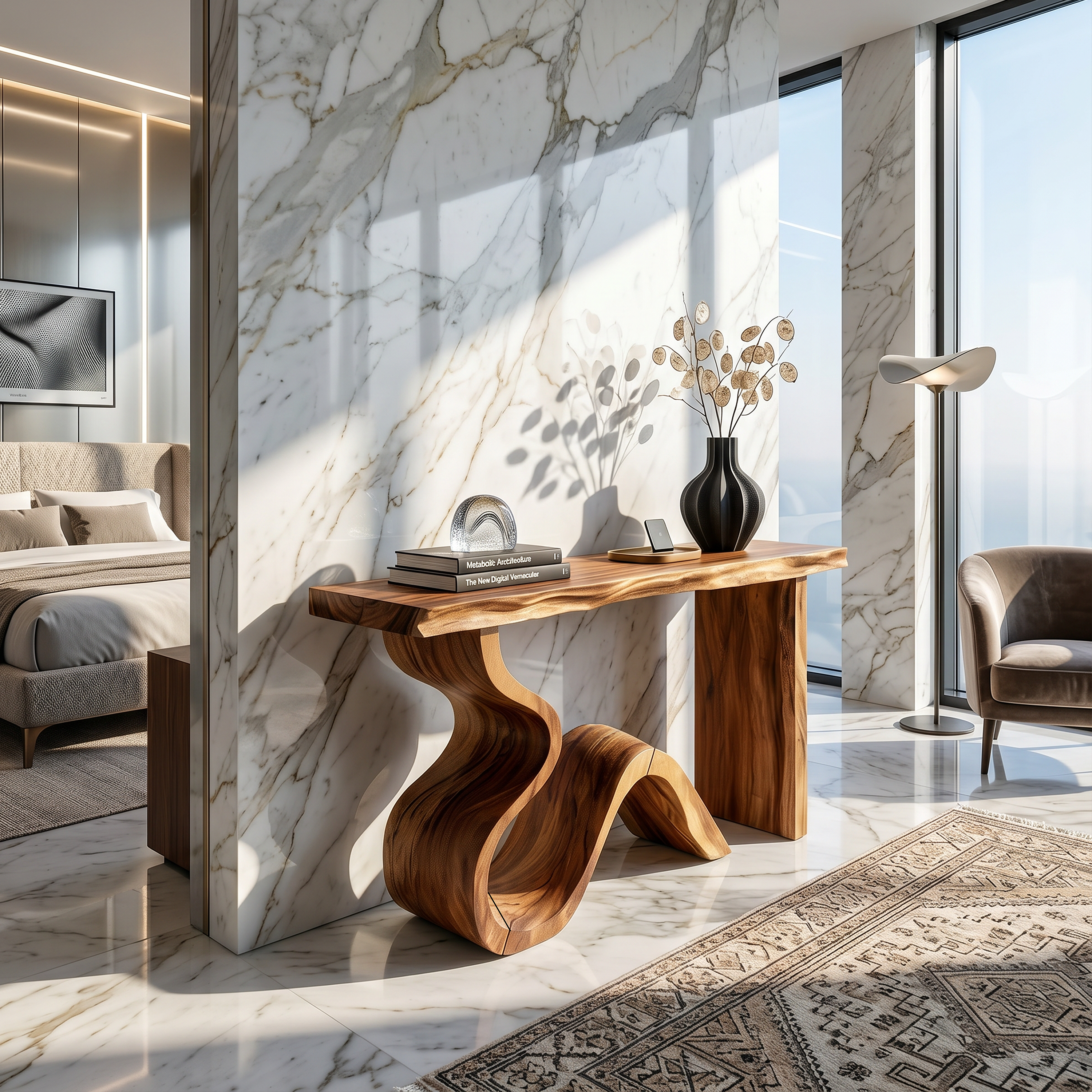 Luxury Wood Foyer Table For Marble Interior Design SILDTTRCS057
