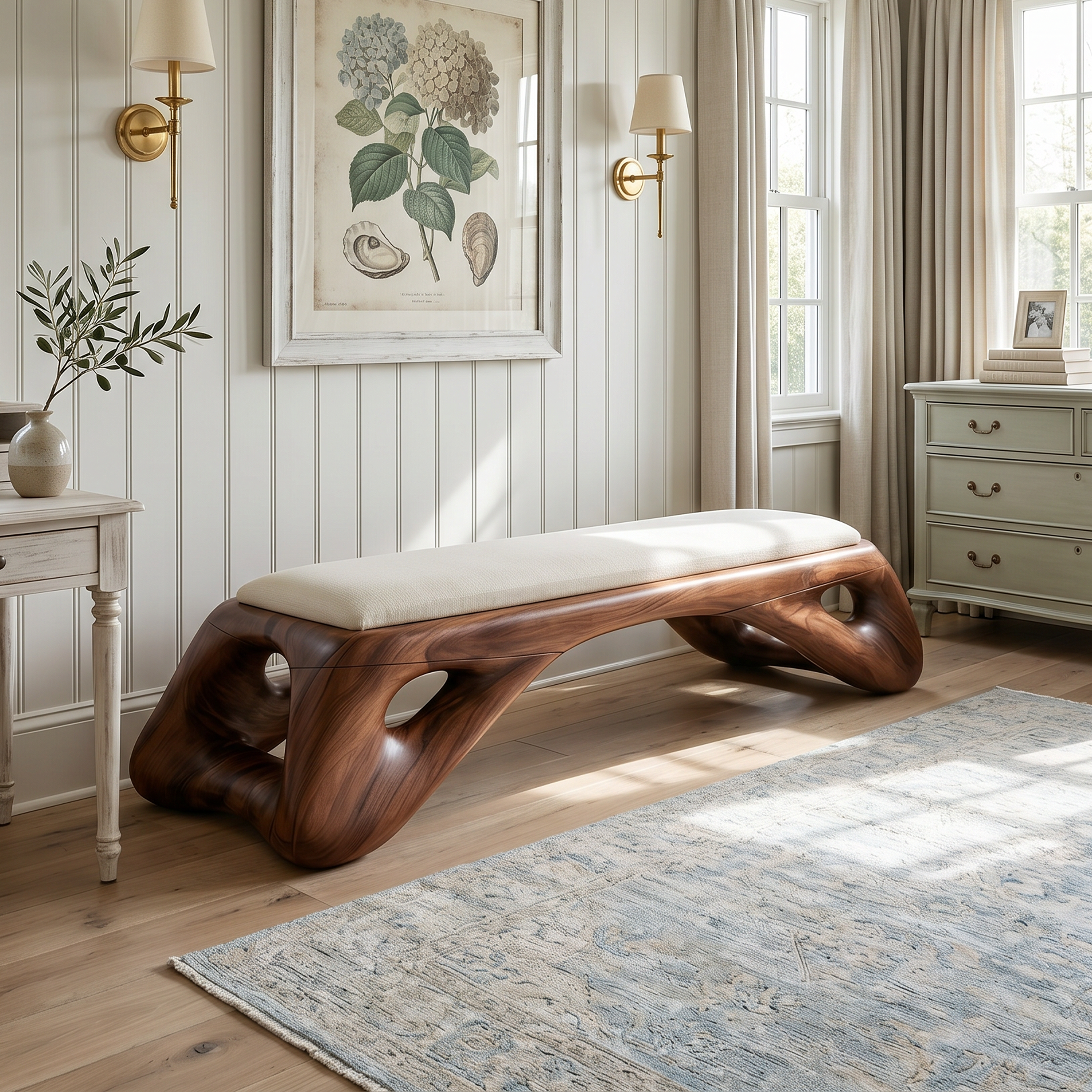 Organic Modern Entryway Bench Luxury Residence SILDTTRBEN073