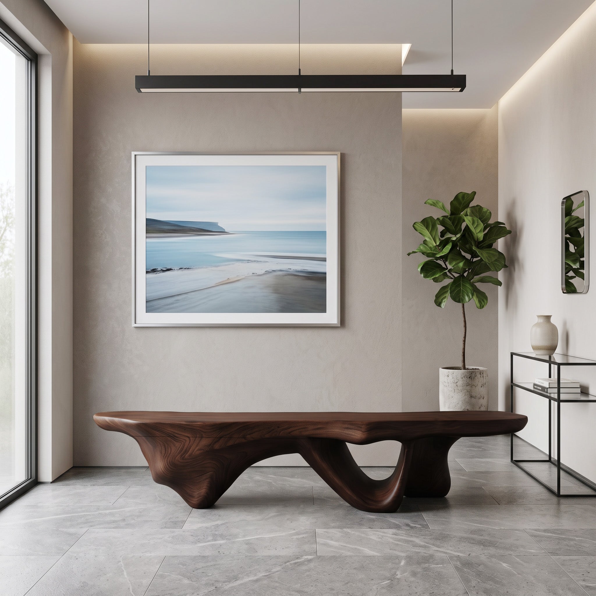 Modern Sculptural Bench With Flowing Design For Living Room SITHHNCHR040