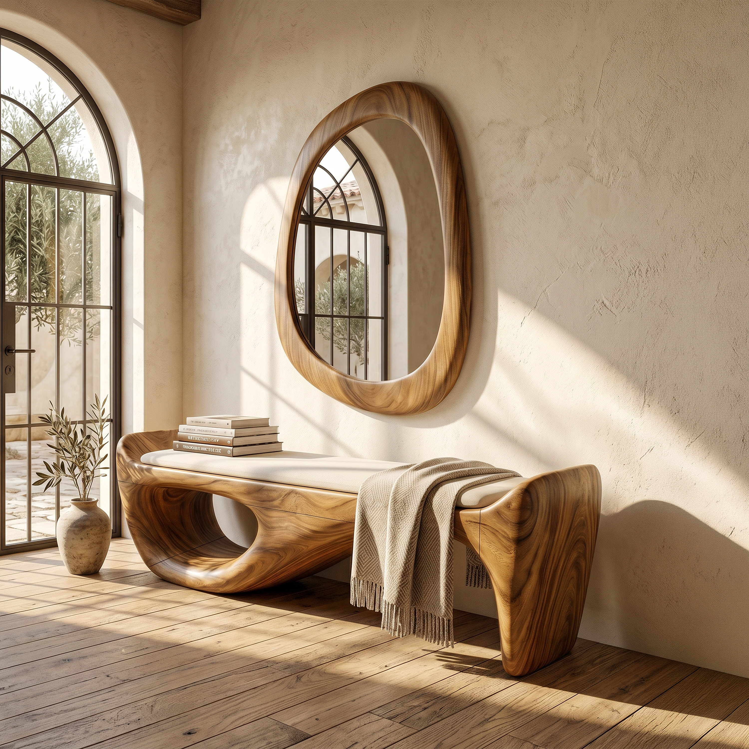 Designer Entryway Bench Organic Modern Home SILDTTRBEN064