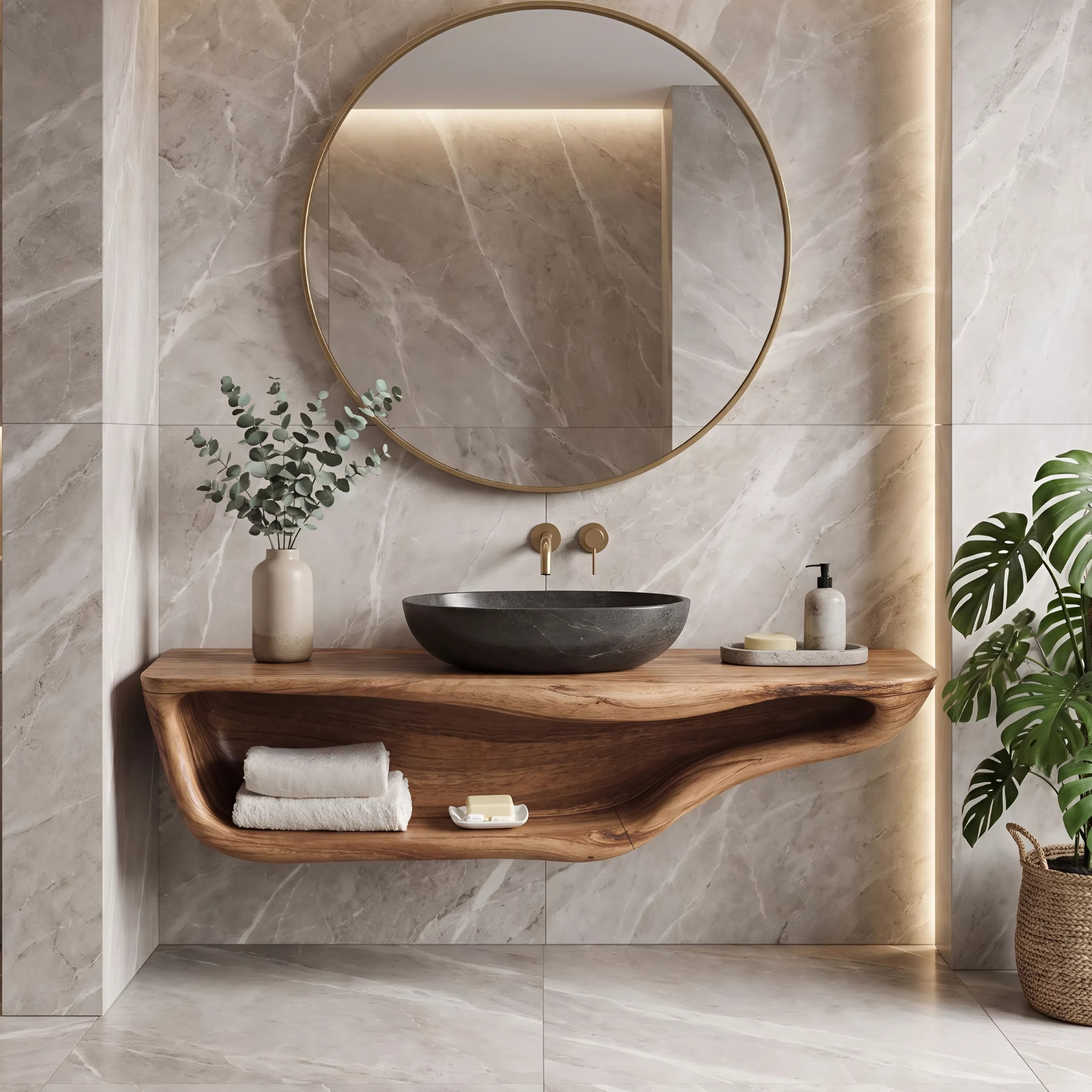 Handcrafted Live Edge Vanity For Custom Bathrooms SILDTTNBAS005
