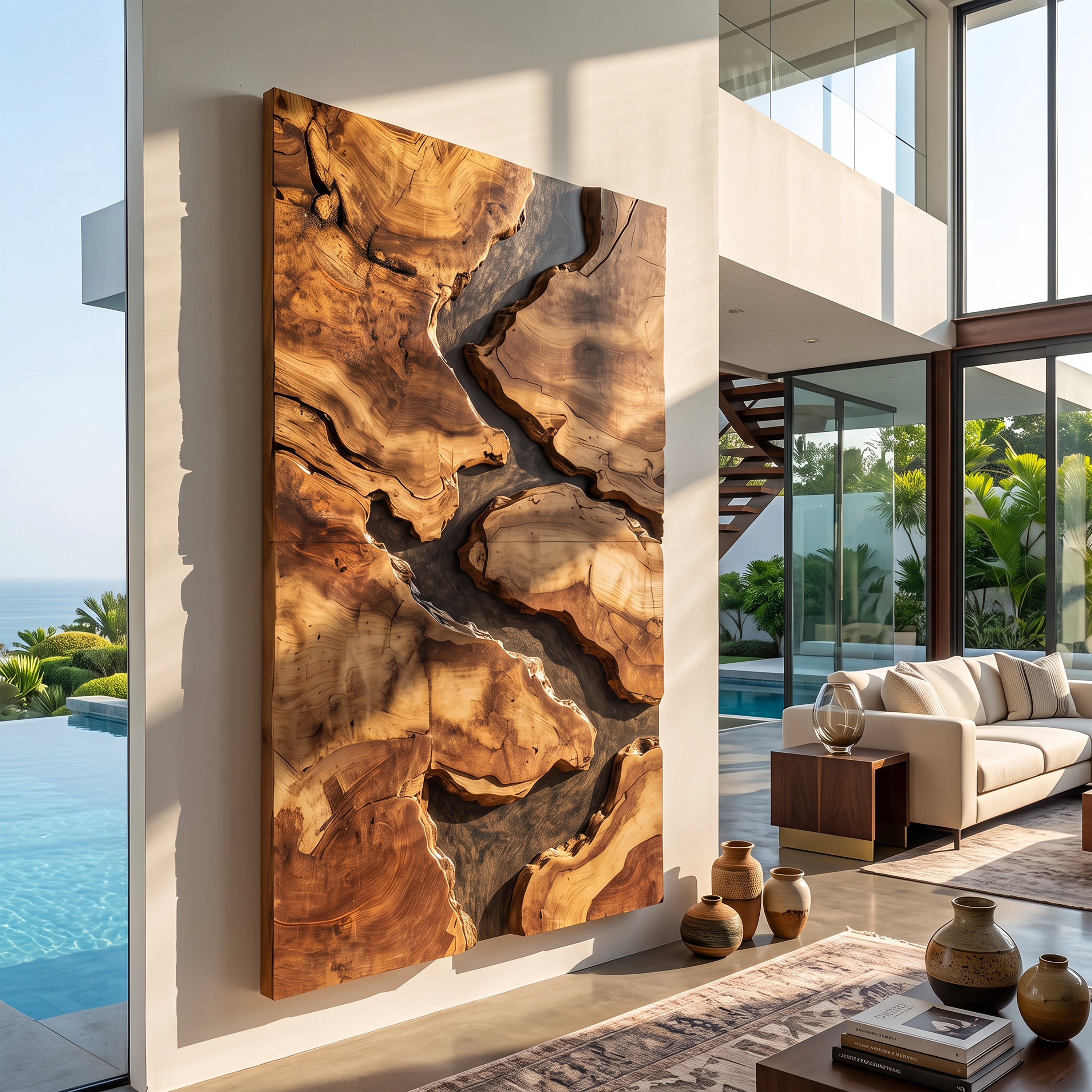Mid Century Solid Wood Wall Sculpture For Living Room SILDTTRWA034