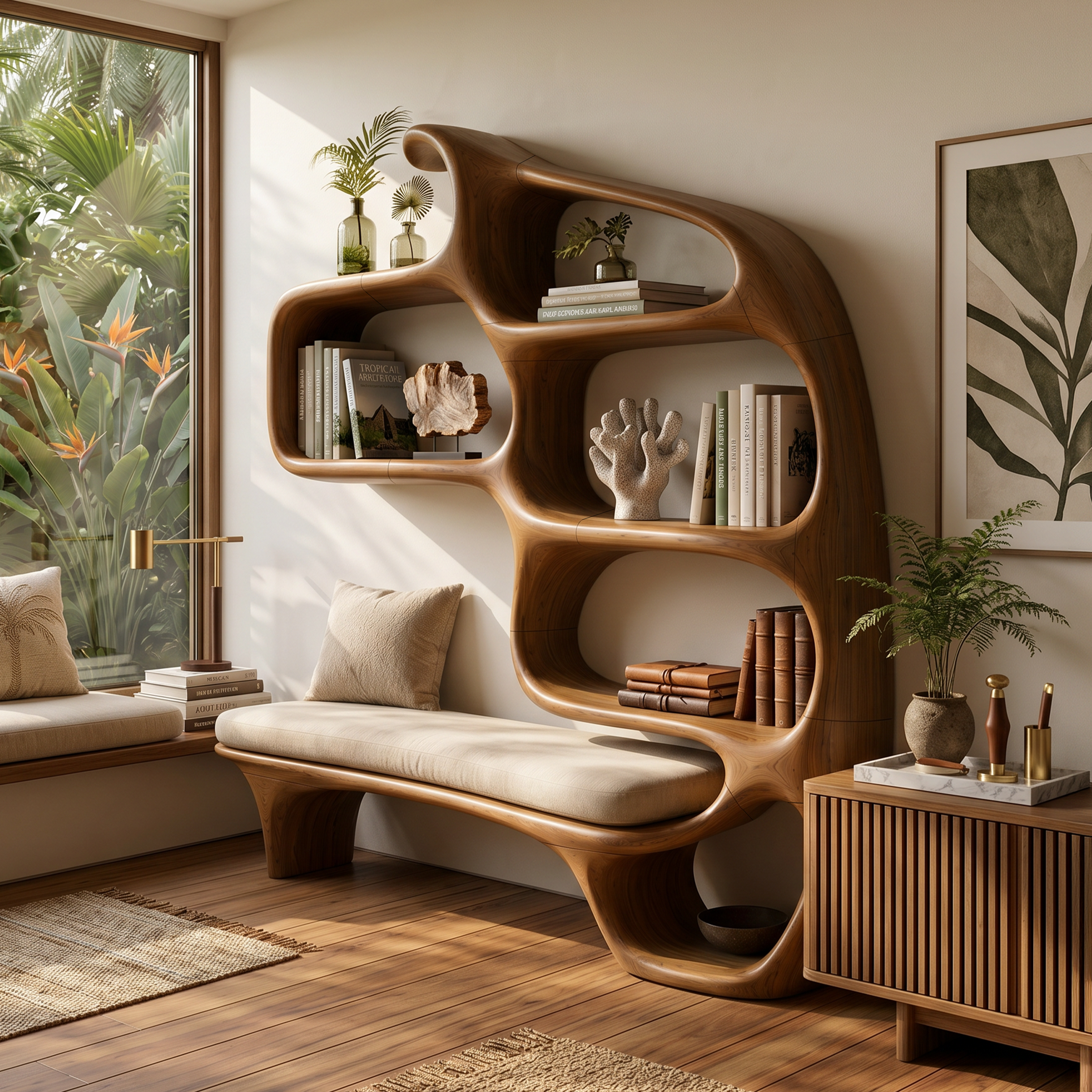 Modern Sculptural Bookshelf For Stylish Reading Space SILDTTNBS052