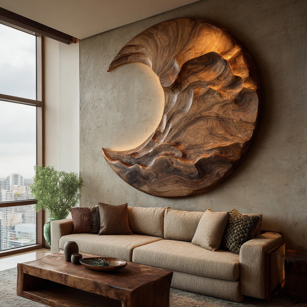Contemporary Moon Wooden Wall Art For Living Room RTTHHNWA171