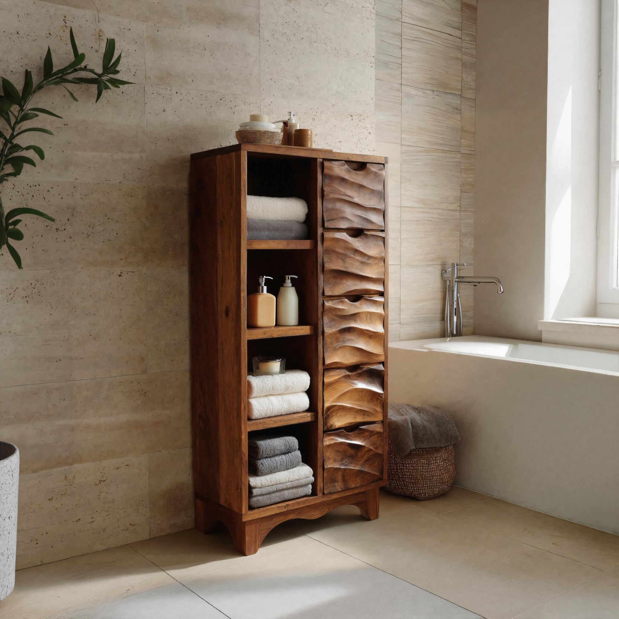 Contemporary Bathroom Cabinet With Open Shelves And Drawers For Spa RTTHHNBRC027