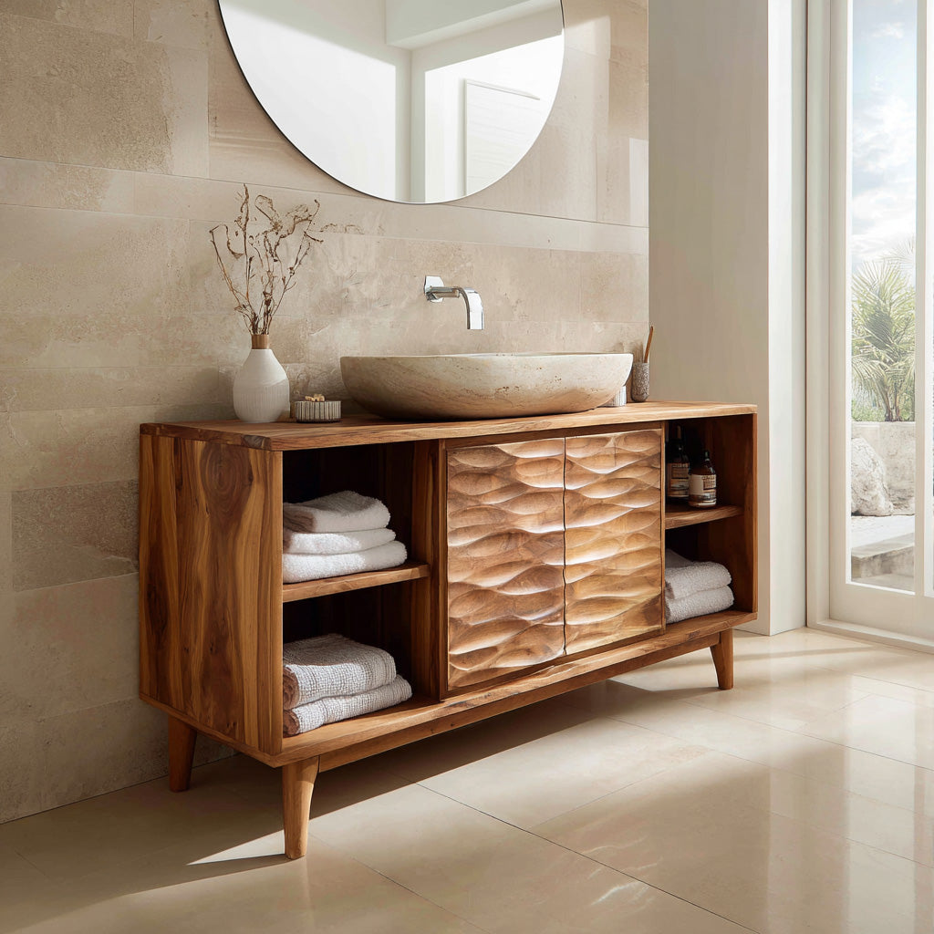Modern Wave Bathroom Vanity Open Shelf For Bathroom RTTHHNBRC015