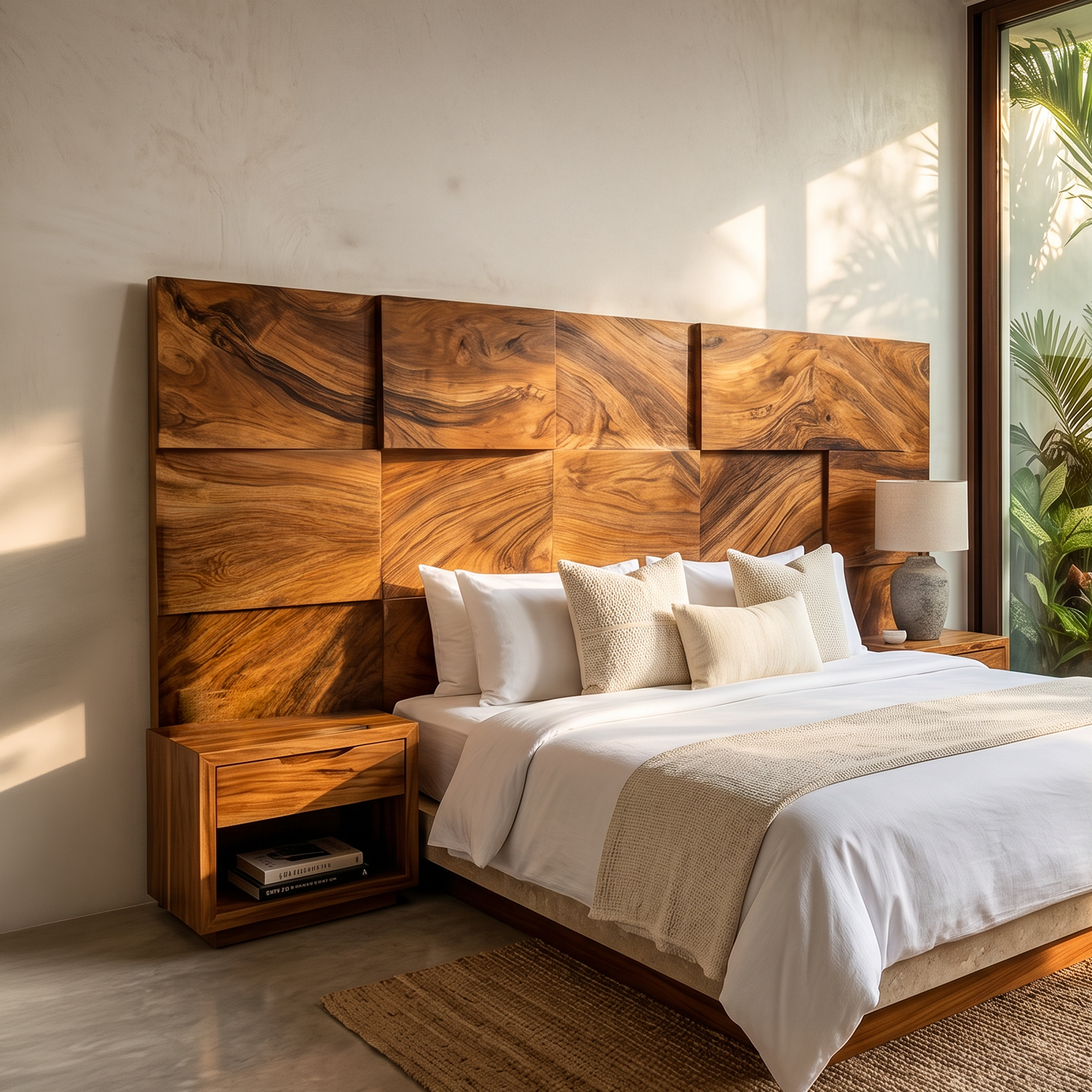 Modern Mosaic Wood Headboard For Neutral Bedroom SILDTTRHB021