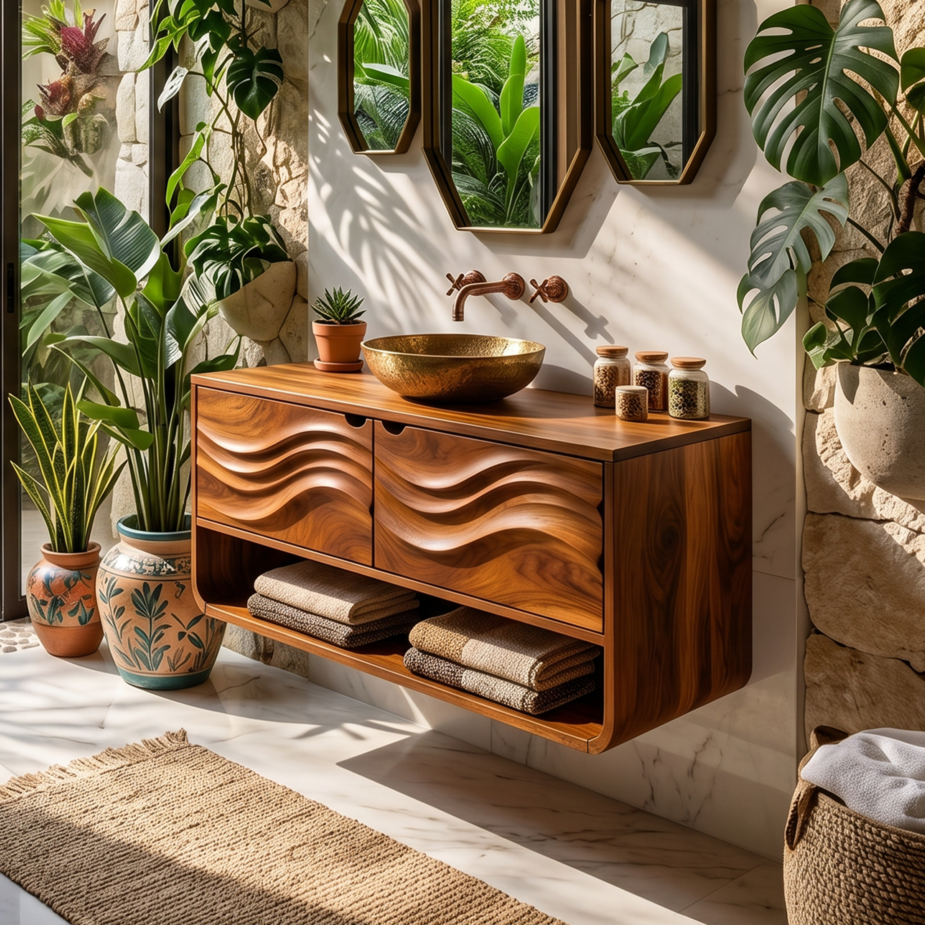 Scandinavian Floating Vanity With Cabinet For Apartment SILDTTNBRV066