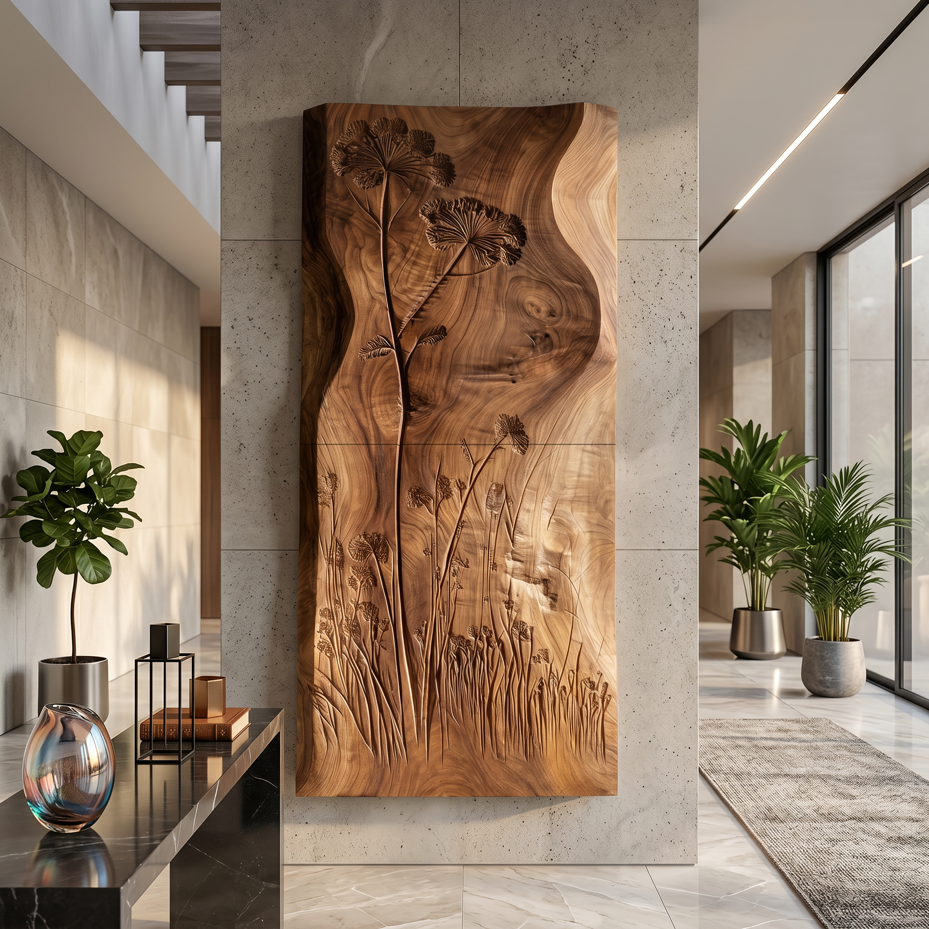 Botanical Wall Panel With Wildflower Relief For Hallway SILDTTRWA153