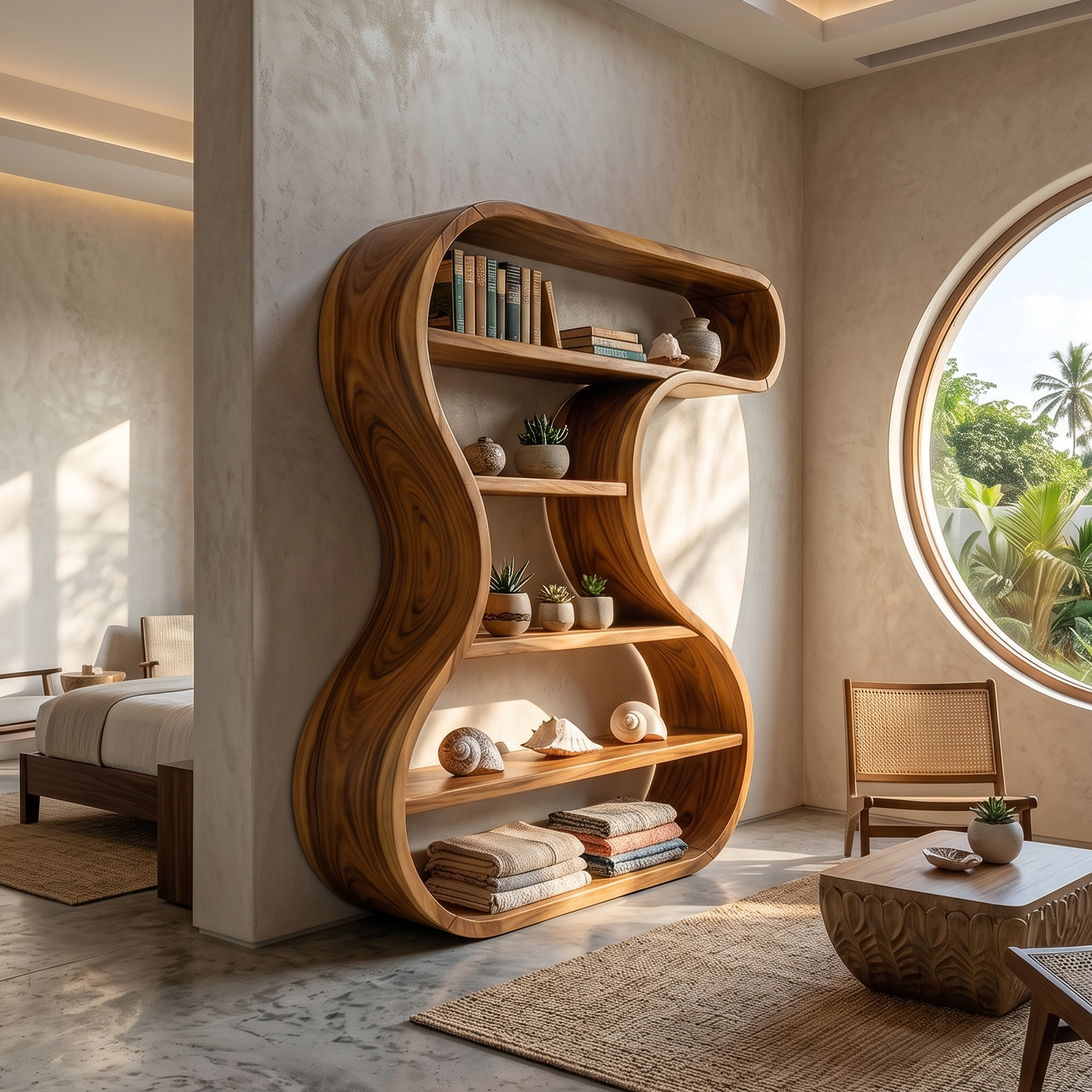 Sculptural Wooden Display Shelf For Modern Interiors SILDTTRBS032