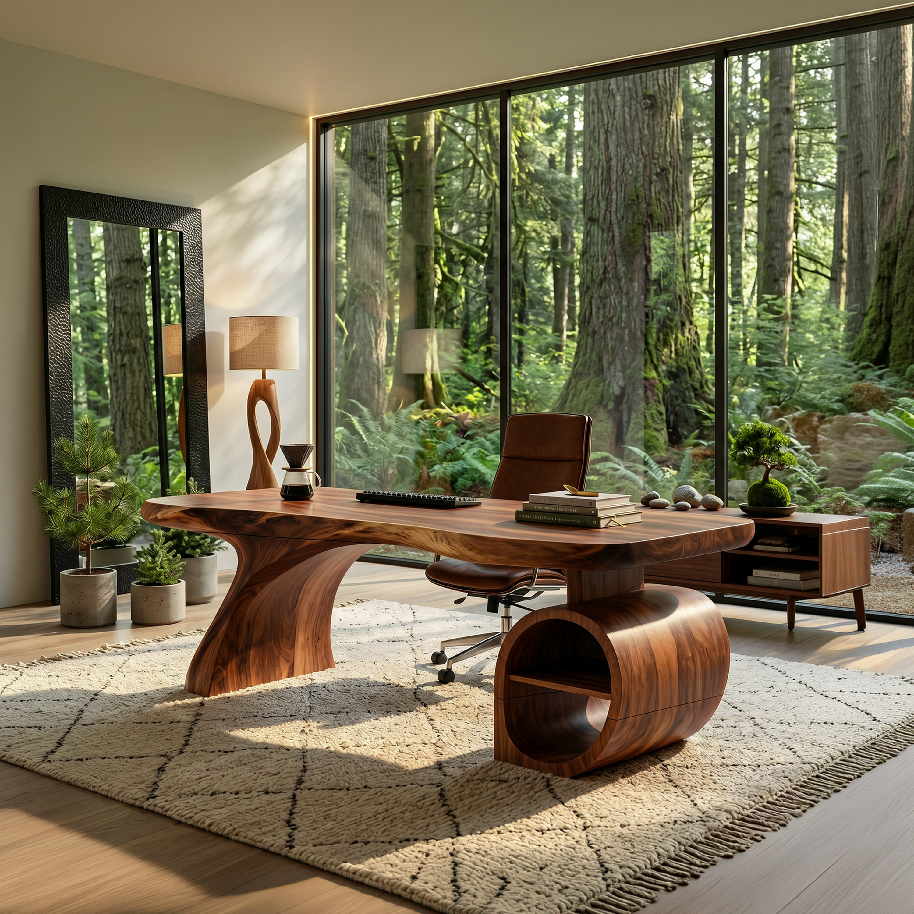 Modern Sculpted Desk With Open Storage For Home Office SILDTTNDE035