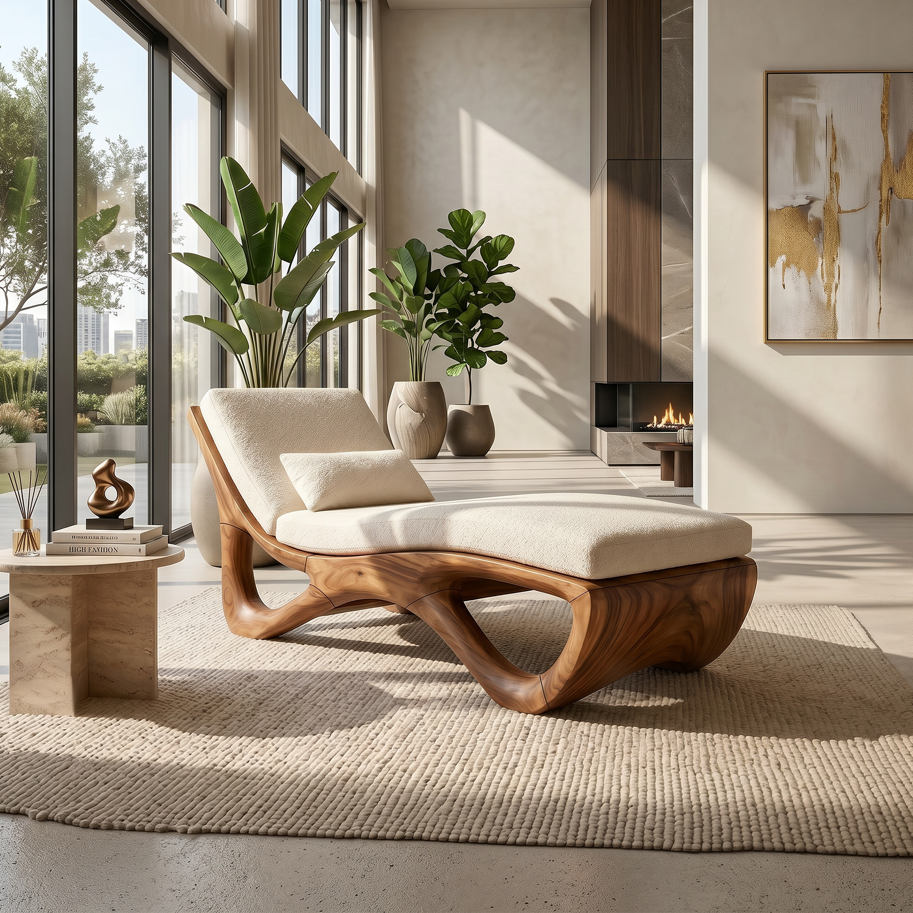 Luxury Organic Modern Chaise Lounge High End Residential Interior SILDTTRDB007