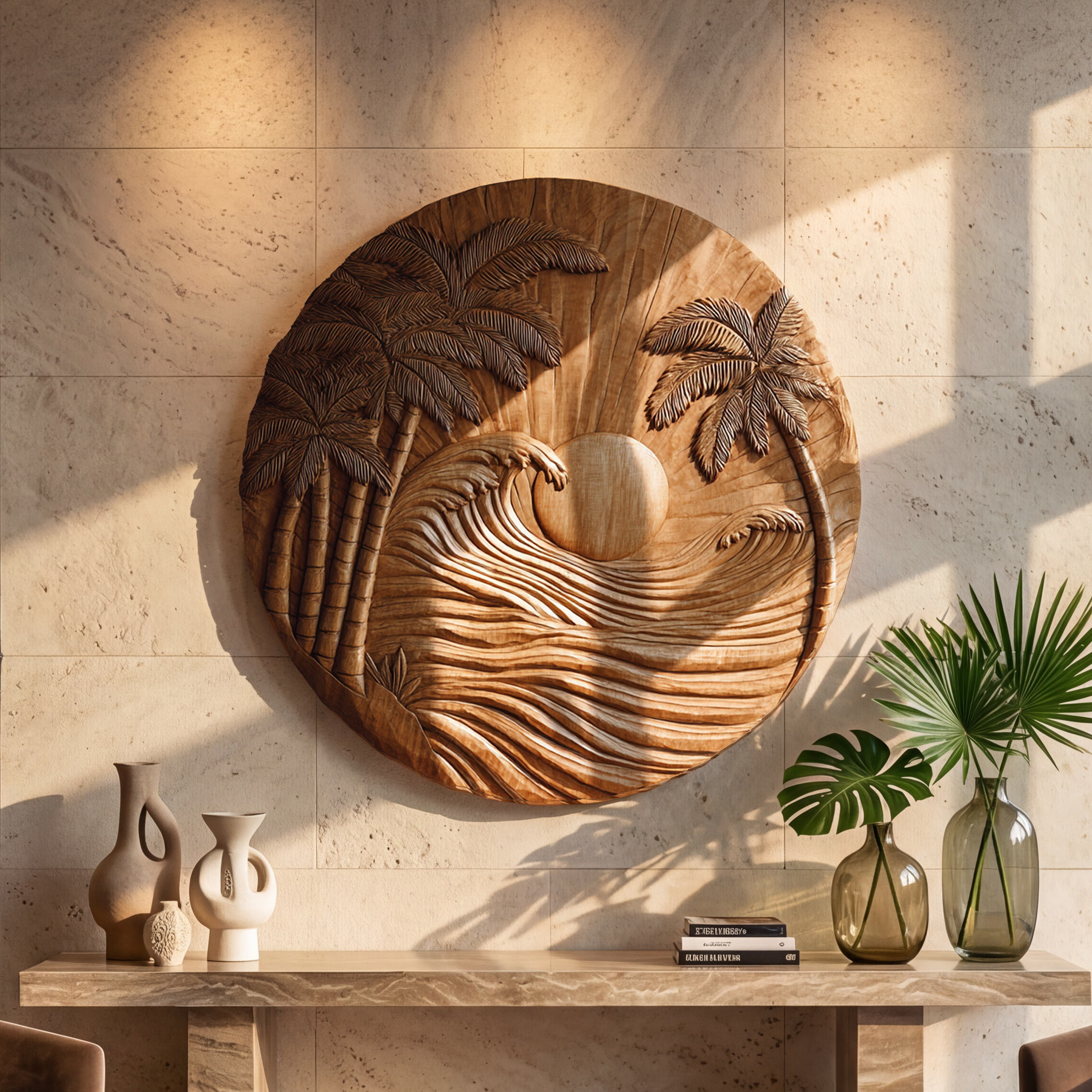 Floral Wooden Wall Sculpture For Elegant Botanical Home Decor SILDTTRWA069