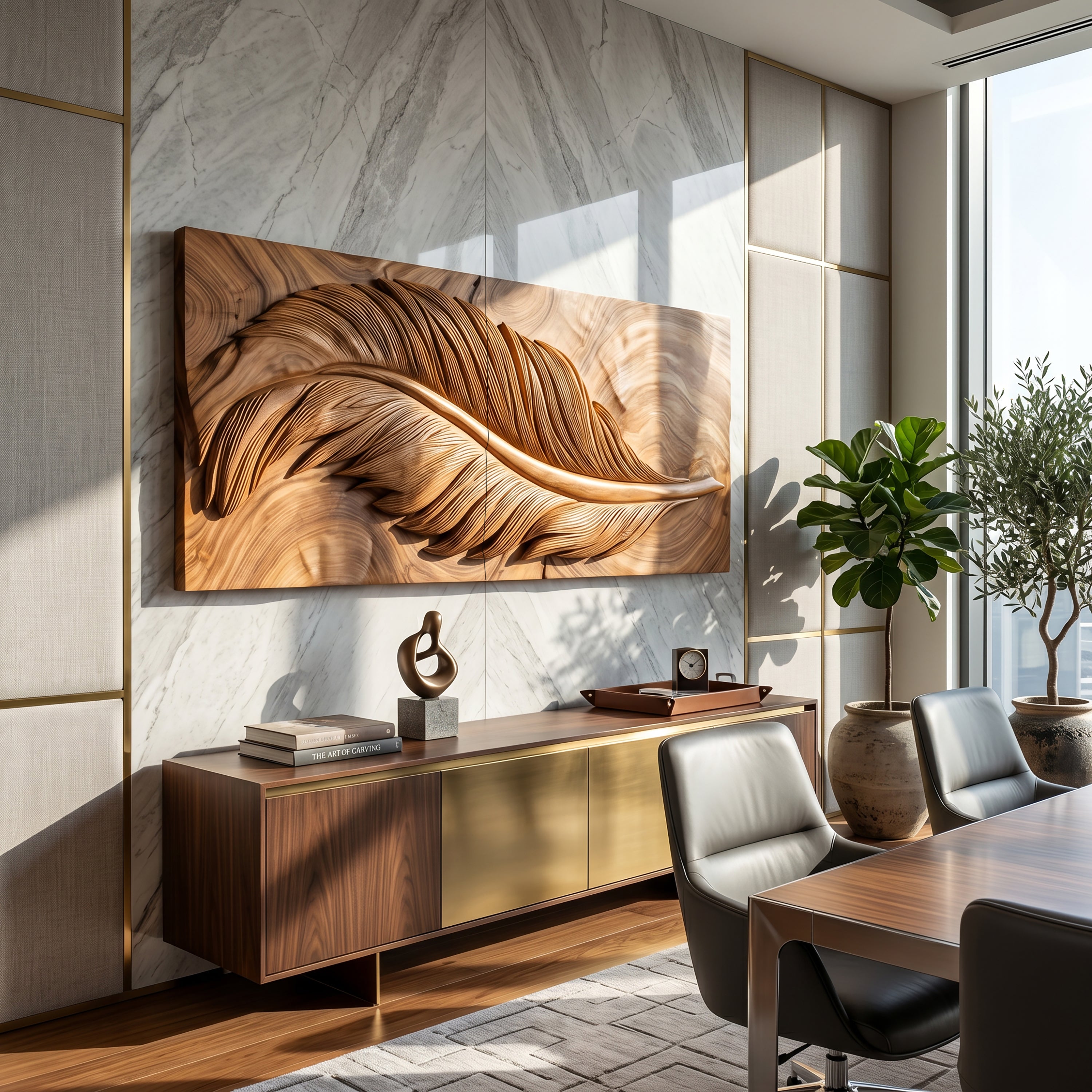 Luxury Wall Art With Feather Design For Dining Room SILDTTRWA135