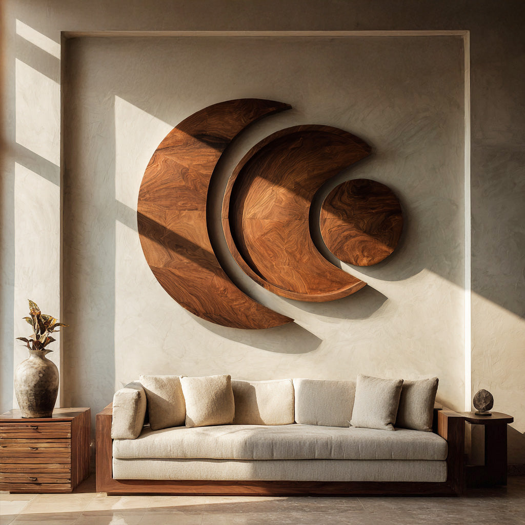 Contemporary Moon Phase Wood Wall Art For Living Decor RTTHHNWA204