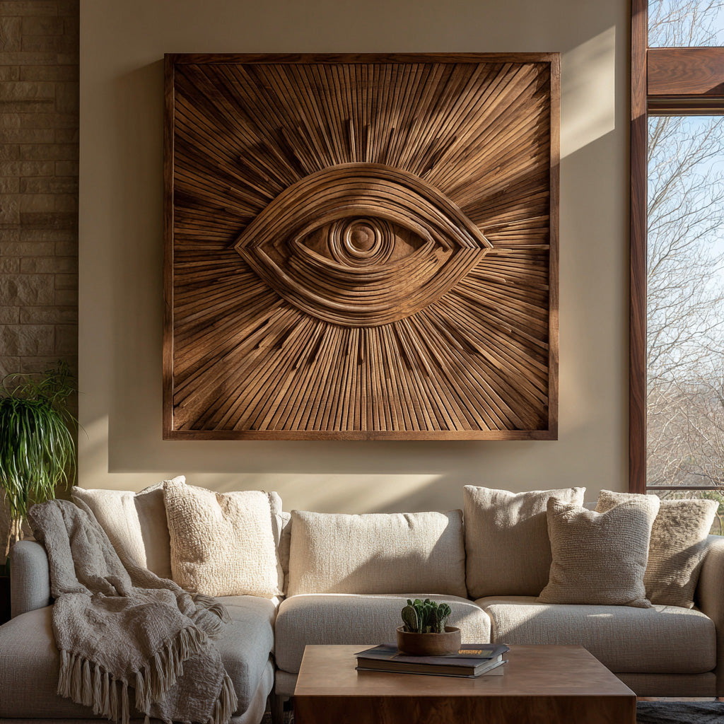 Modern Wooden Eye Wall Art For Living Room Decor RTTHHNWA194