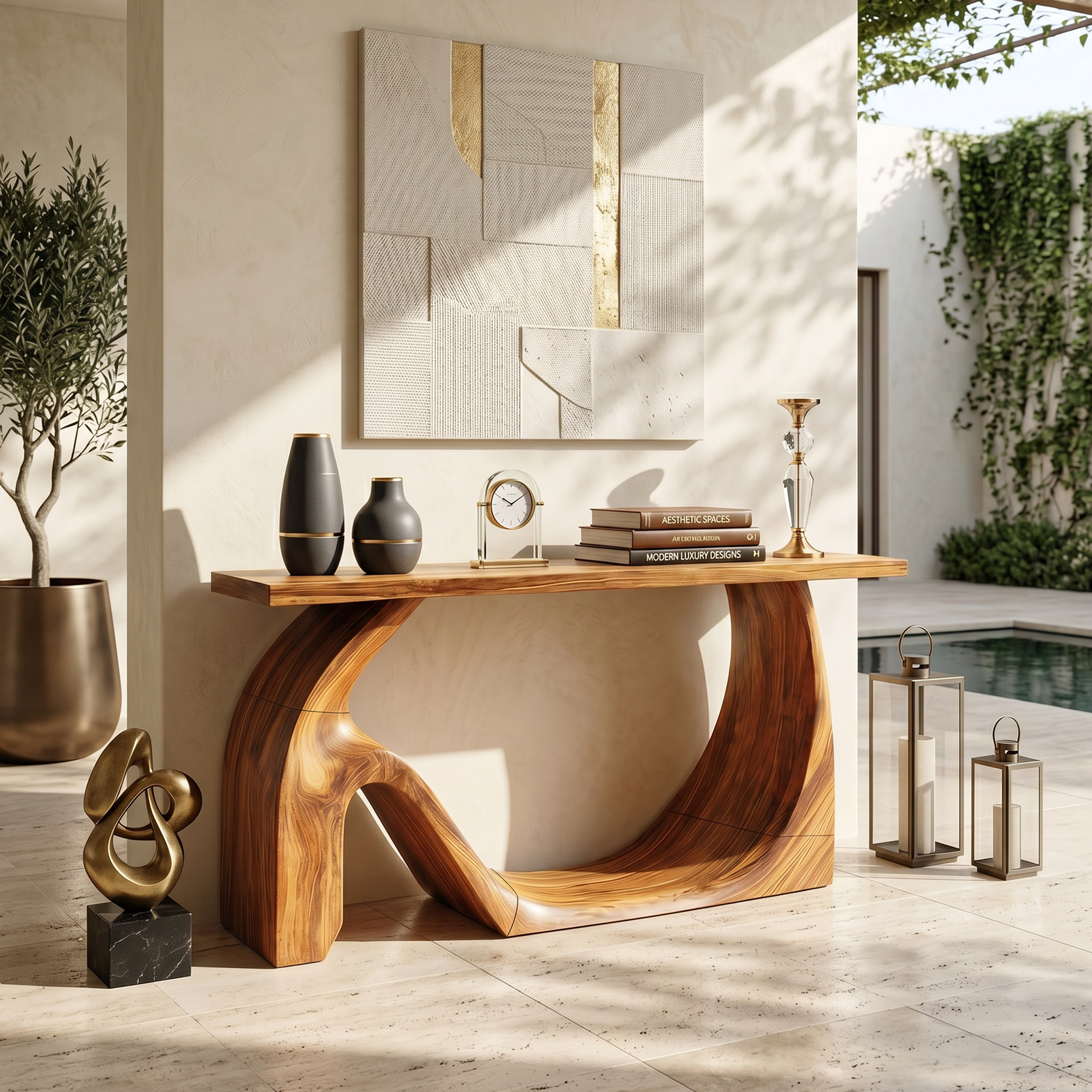 Modern Live Edge Console Table Artistic Solid Wood For Entryway Decor SILDTTNCS091