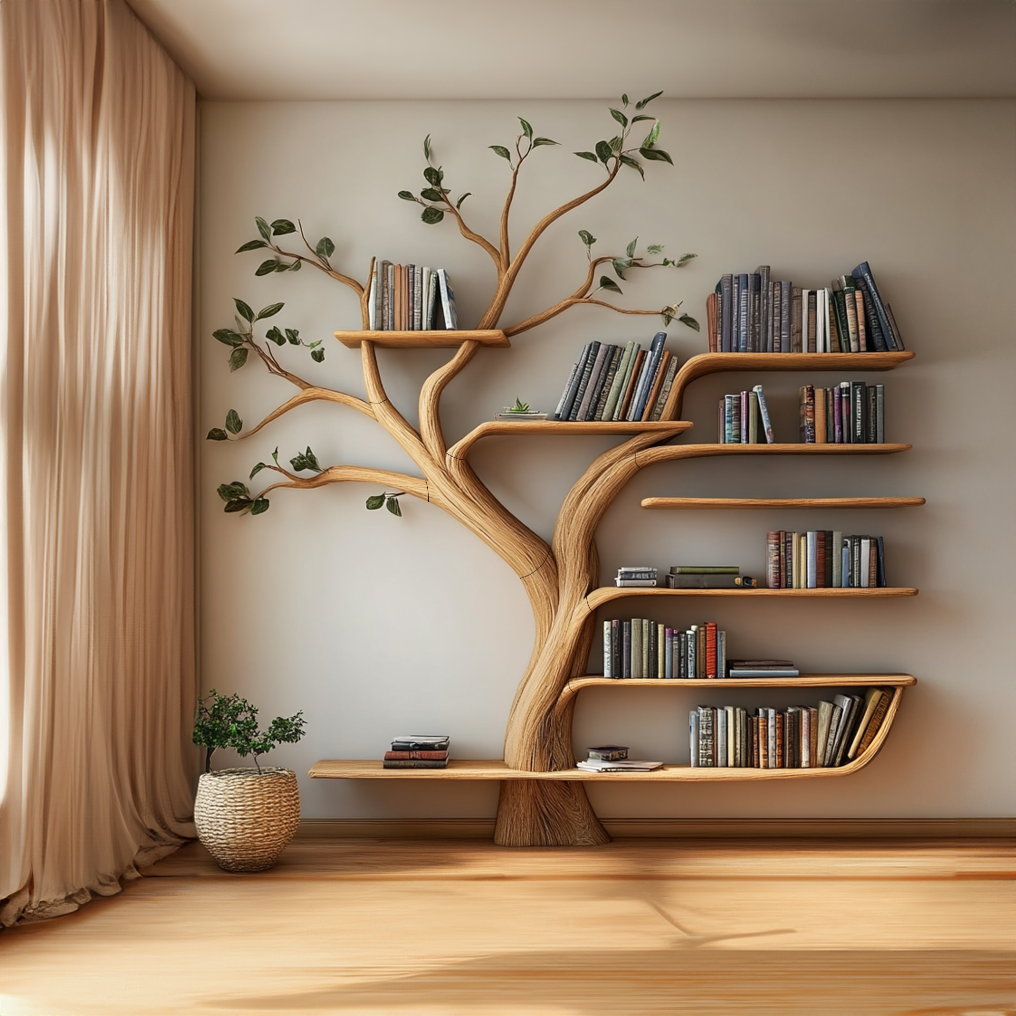 Wall Shelf Wood Bookcase Branch Tree Shelf Decor Home SINLTB123