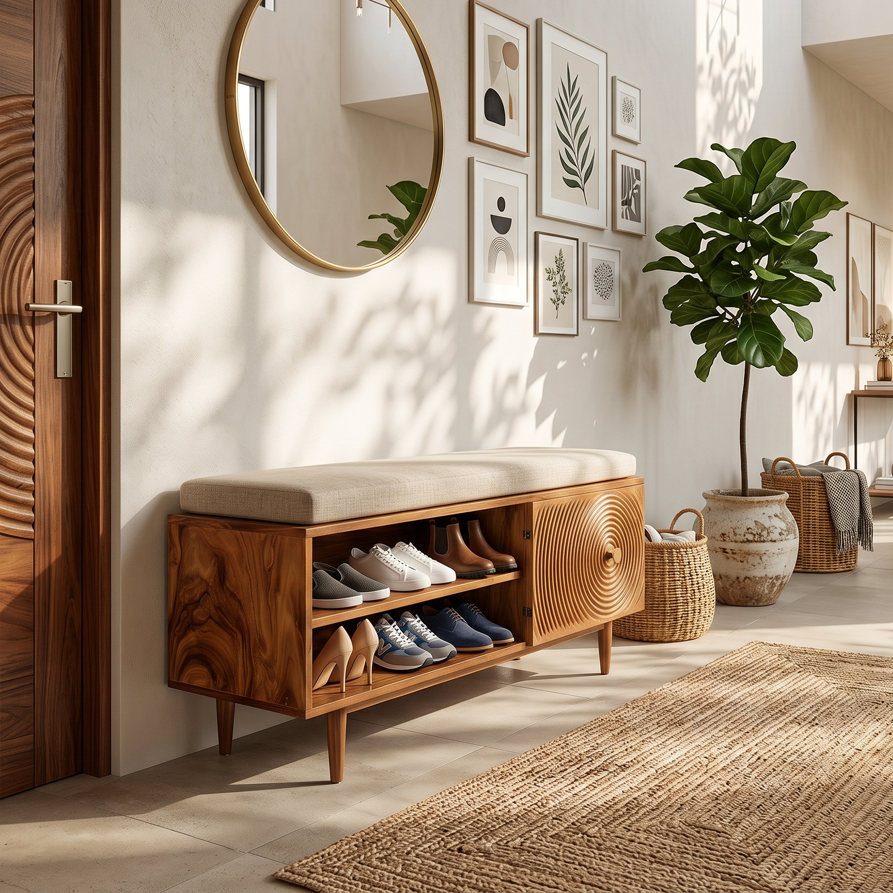 Modern Shoe Storage Cabinet For Condo Entryway Hallway Placement SILDTTRSHB032