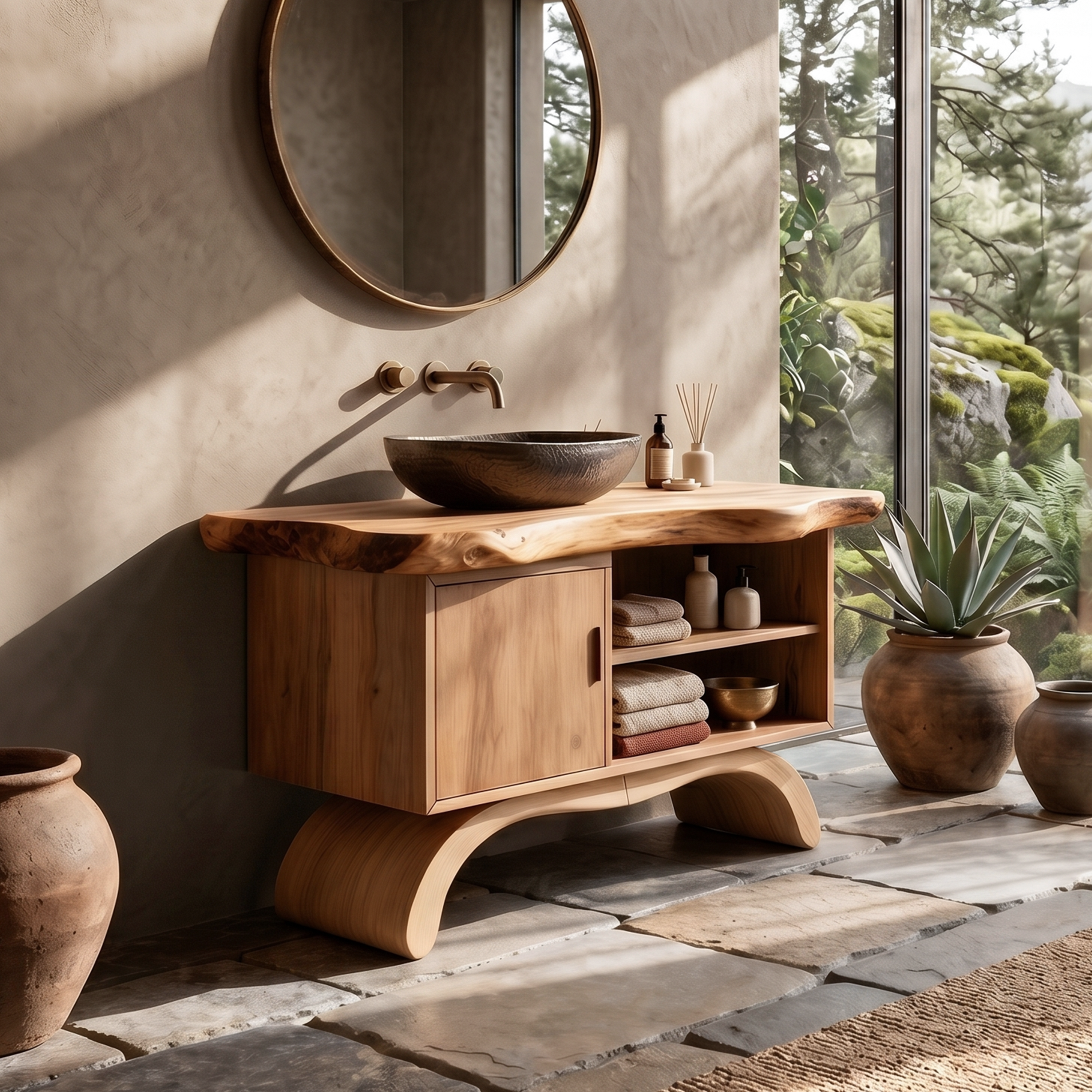 Minimalist Organic Vanity With Open Shelf For Interior SILDTTNBRV065