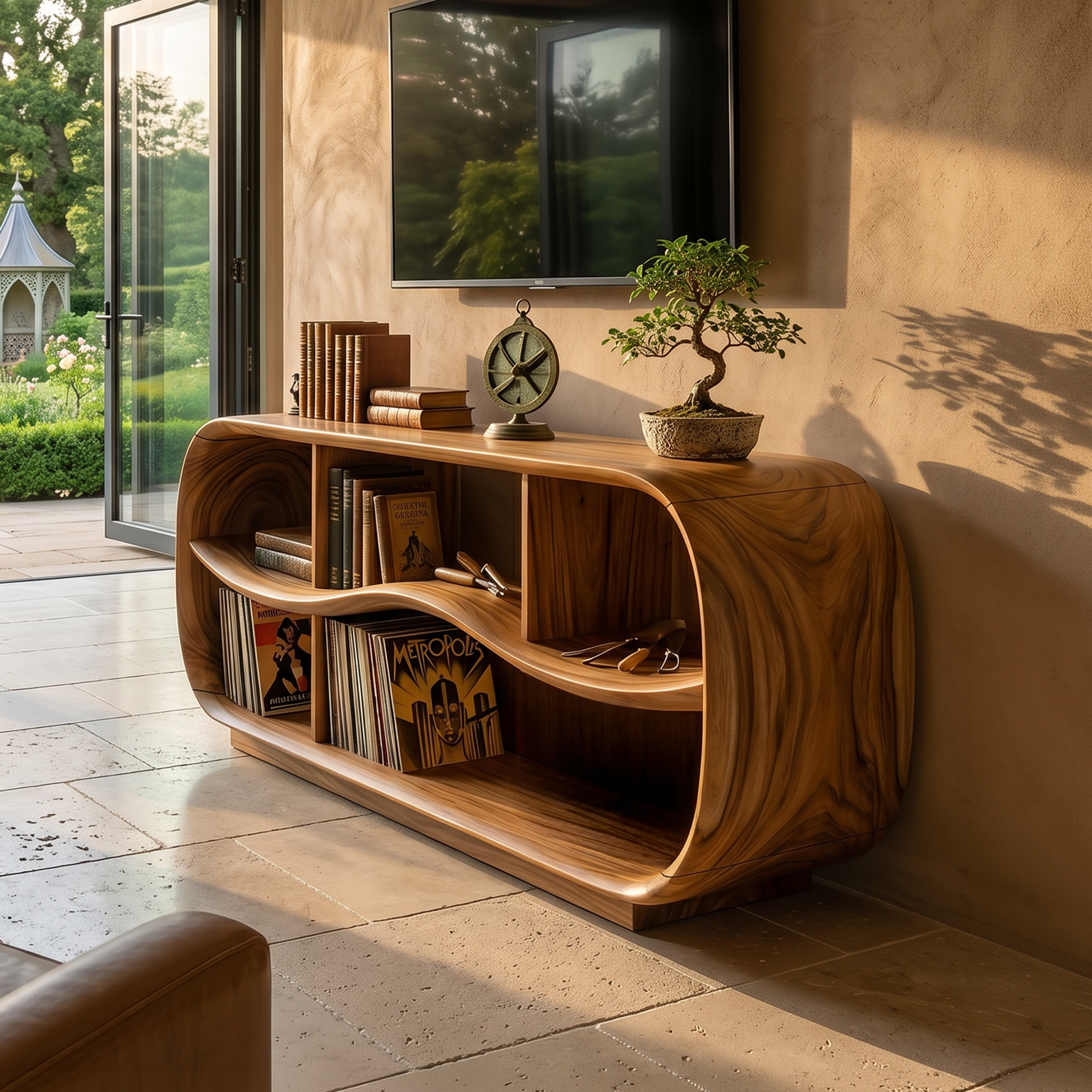 Contemporary Rounded TV Console For Open Living Space SILDTTNTVC154