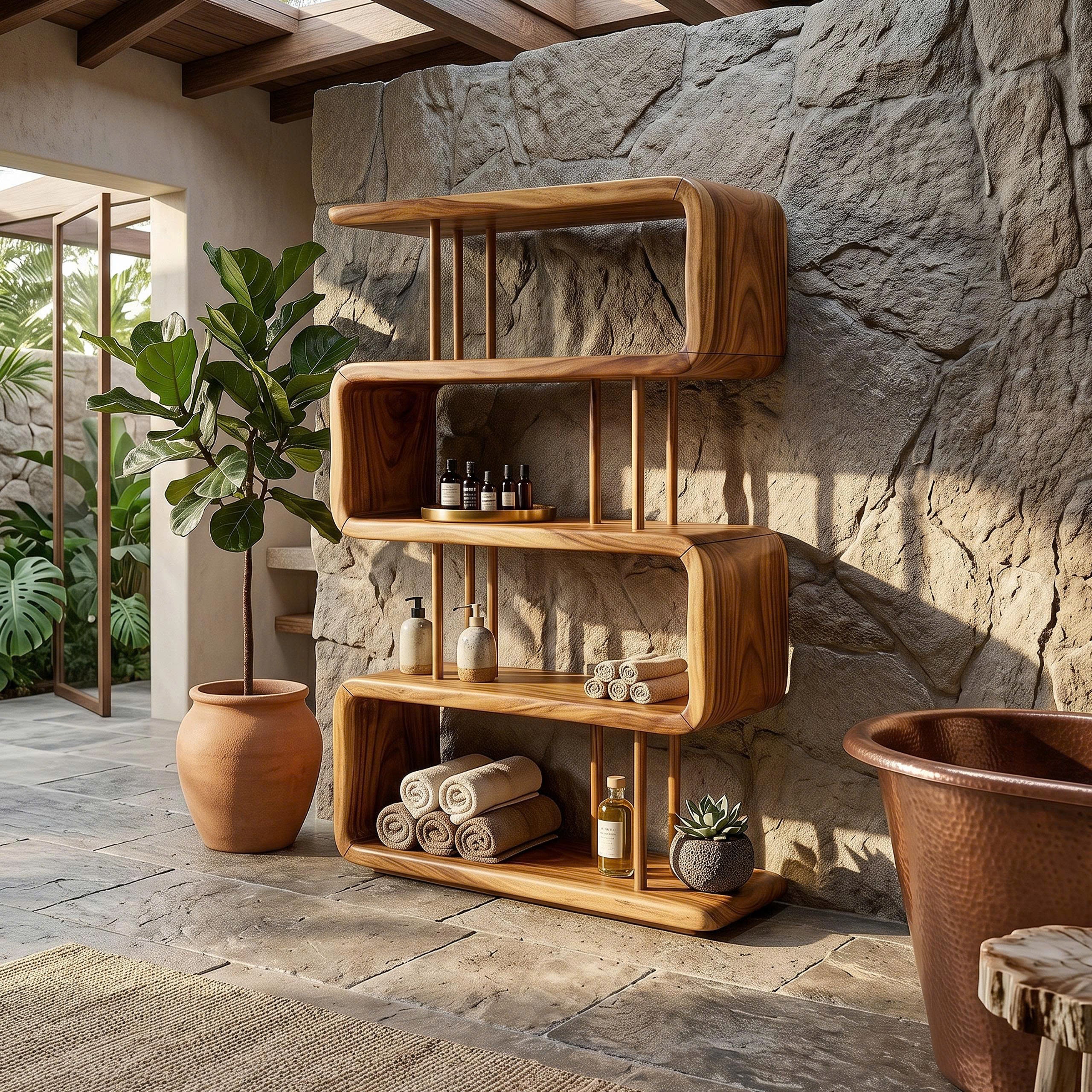 Modern Wooden Display Shelf For Spa Decor SILDTTRBS028