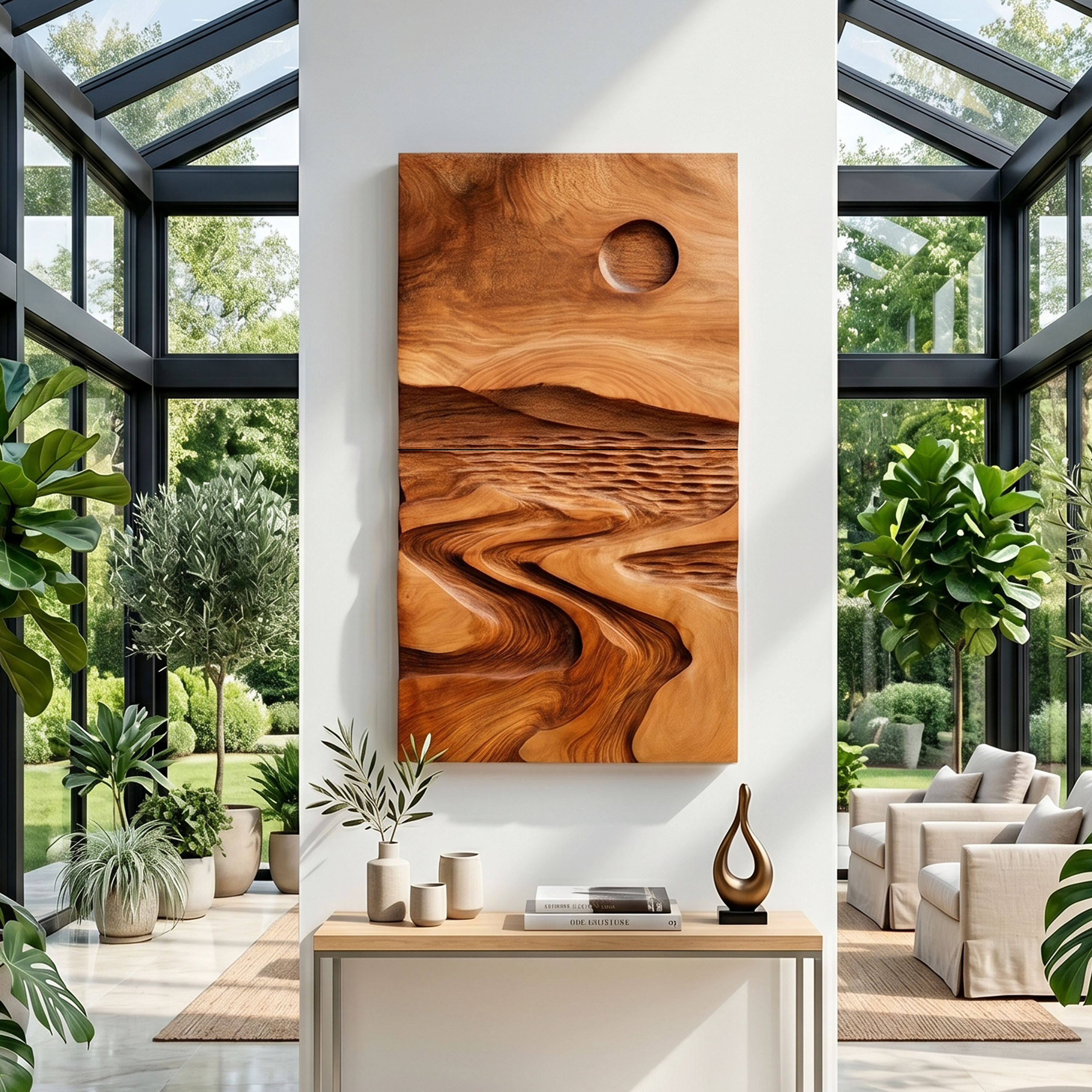 Sculpted Wood Grain Landscape Wall Art For Rustic Modern Living Room Decor SILDTTRWA088
