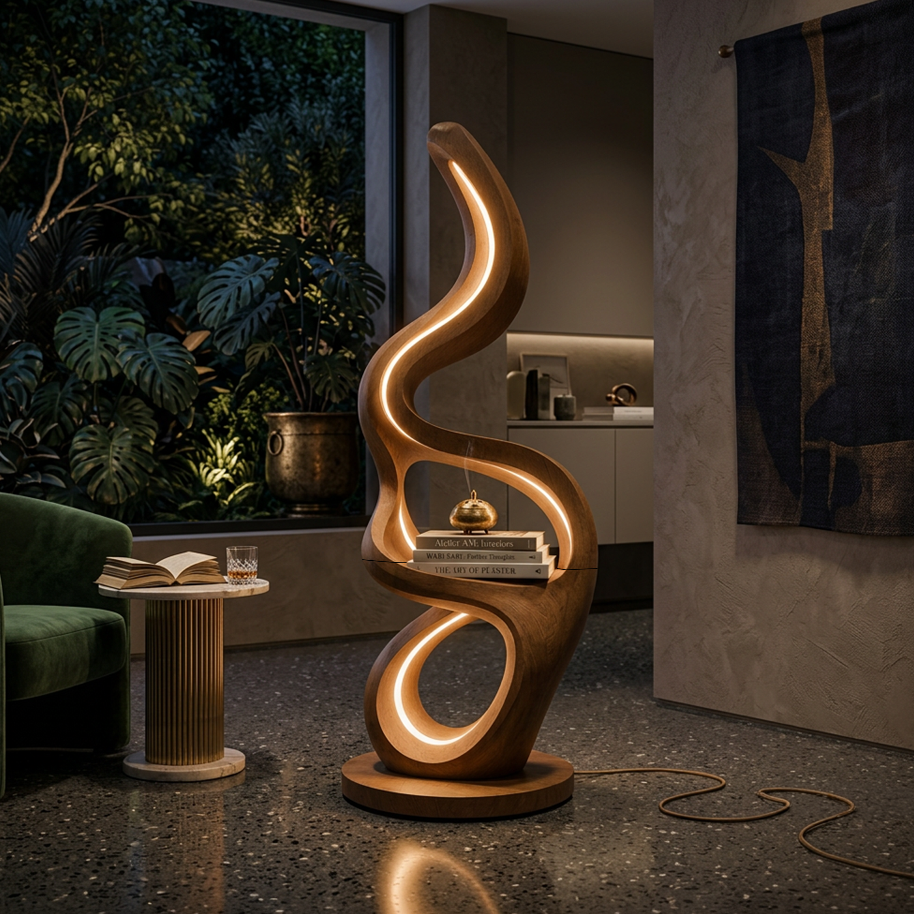 Modern Teardrop Lamp With Shelf For Reading SILDTTNLAM023