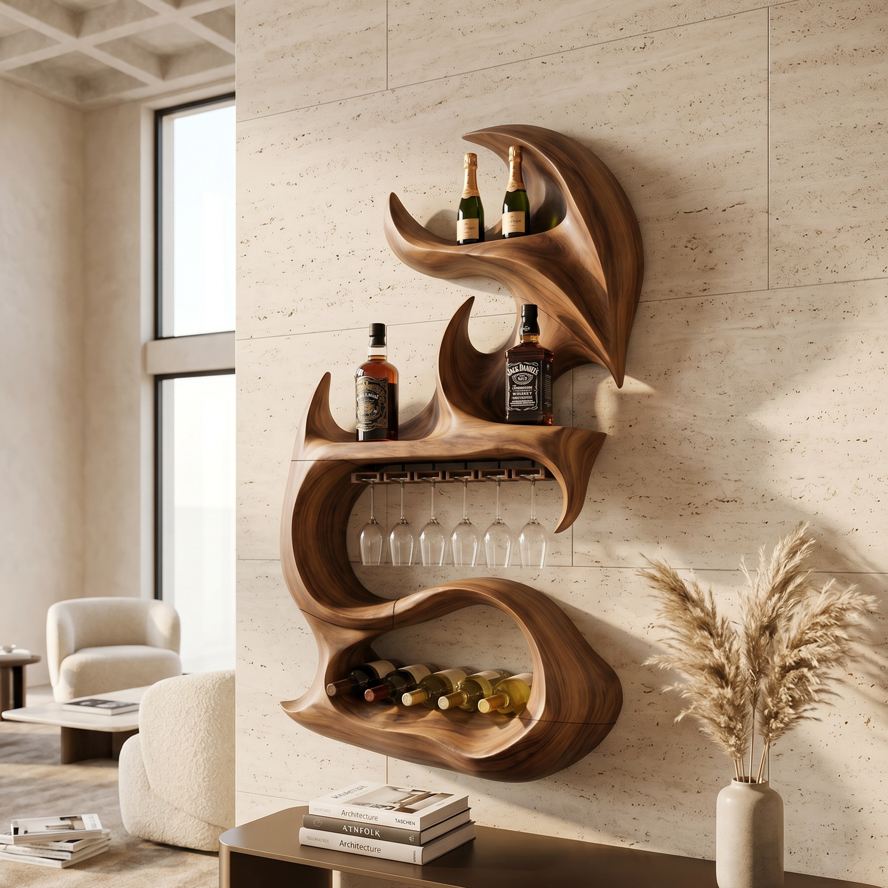 Modern Sculptural Bottle Display For Living Space SILDTTNWH034