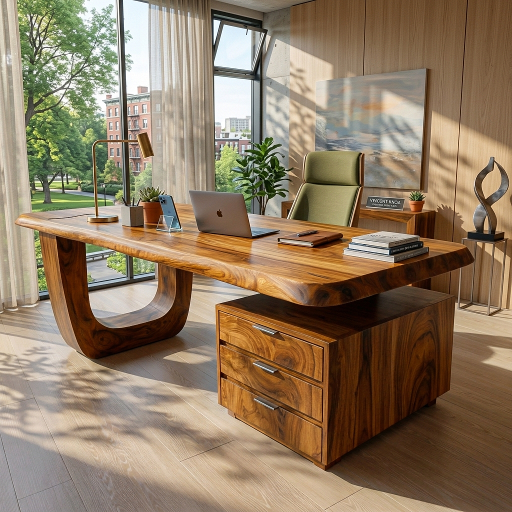 Minimalist Wooden Desk With Drawers For Home Workspace RTTHTTDE069