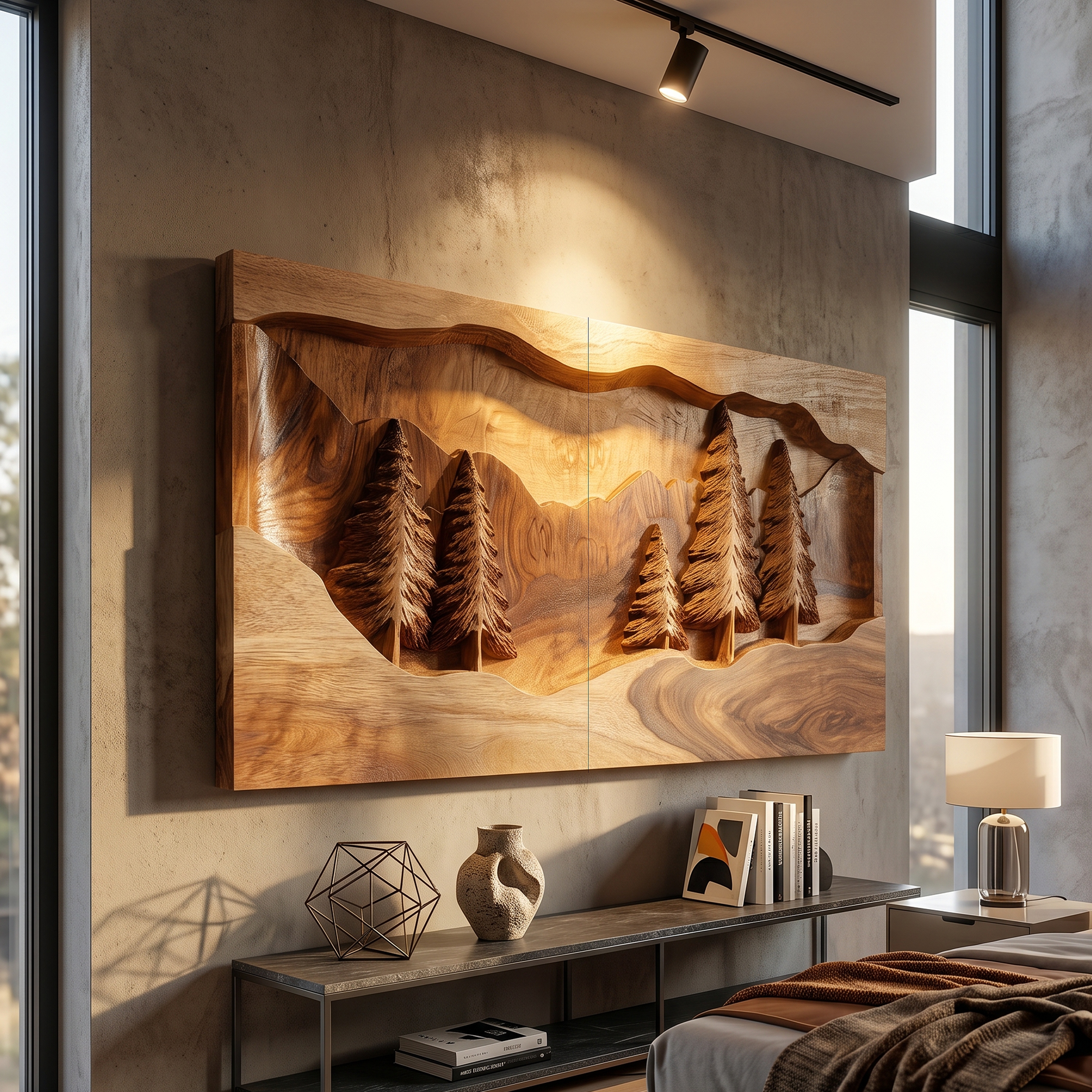 Rustic Mountain Forest Wood Wall Art Modern Cabin Interior Decor SILDTTRWA106