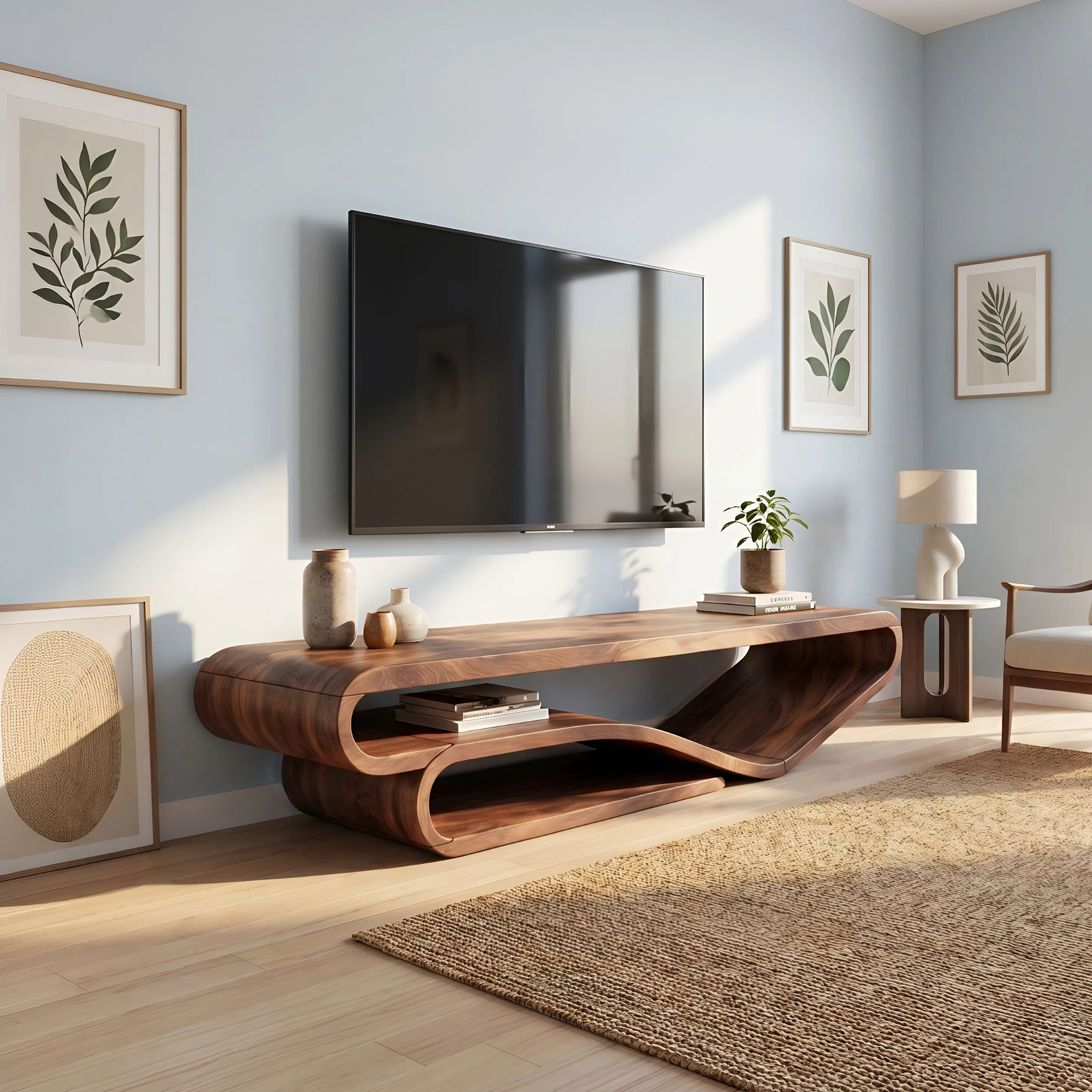 Scandinavian Sculpted TV Console For Living Space SILDTTNTVC120
