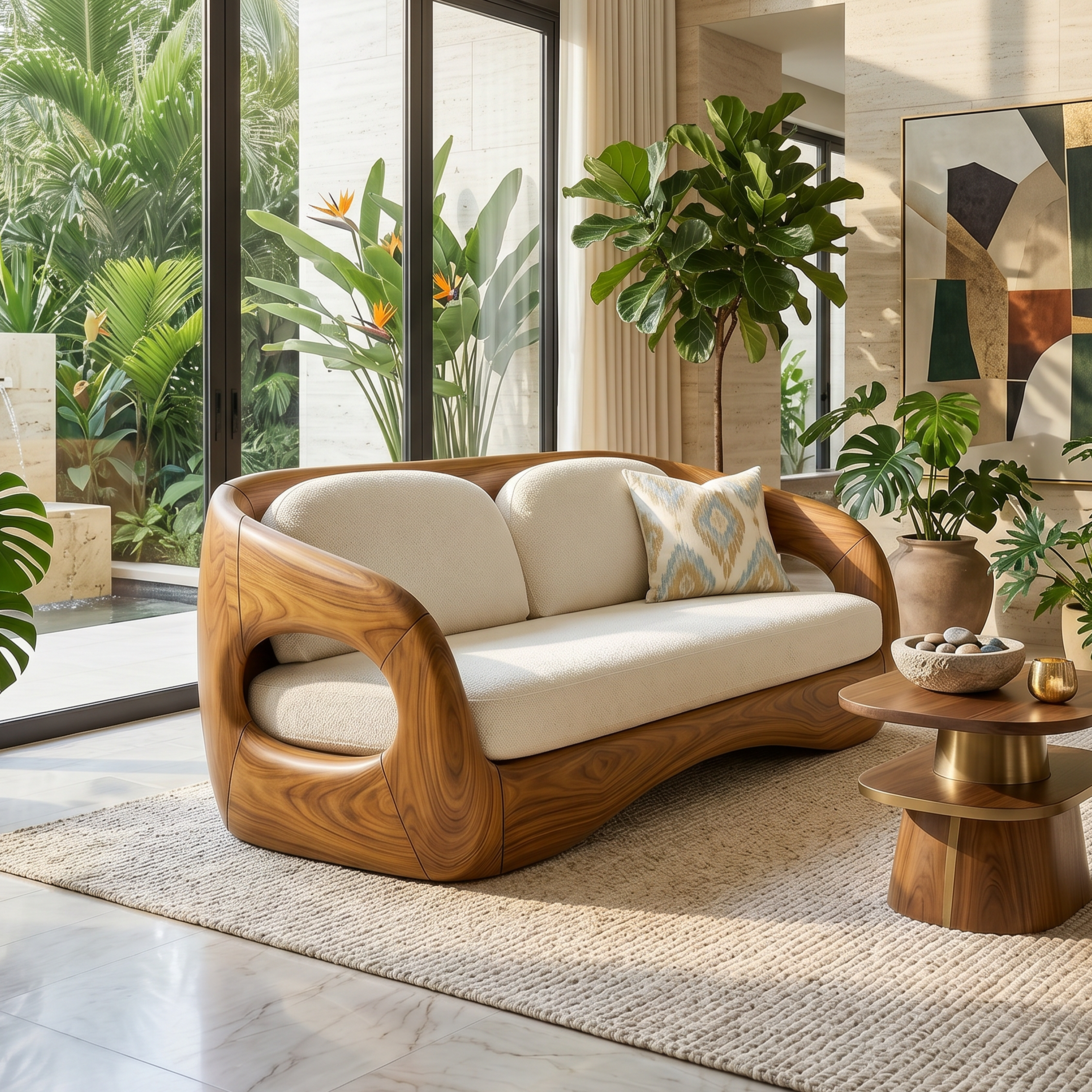 Tropical Modern Wooden Sofa For Resort Style Living Space SILDTTRSFA015
