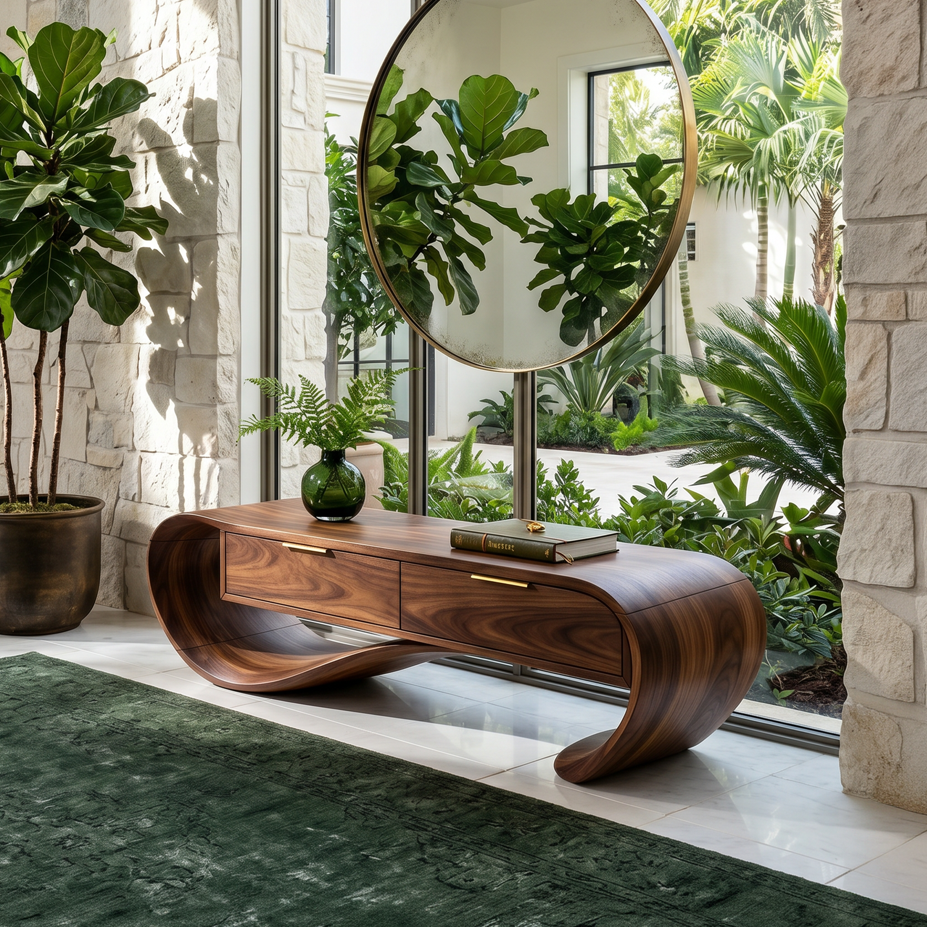 Contemporary Curved Bench With Drawer Storage For Entryway Interior SILDTTNBEN011