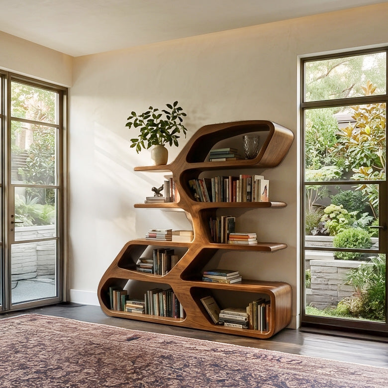 Modern Sculptural Bookshelf For Living Room Decor RTTHHNBS155