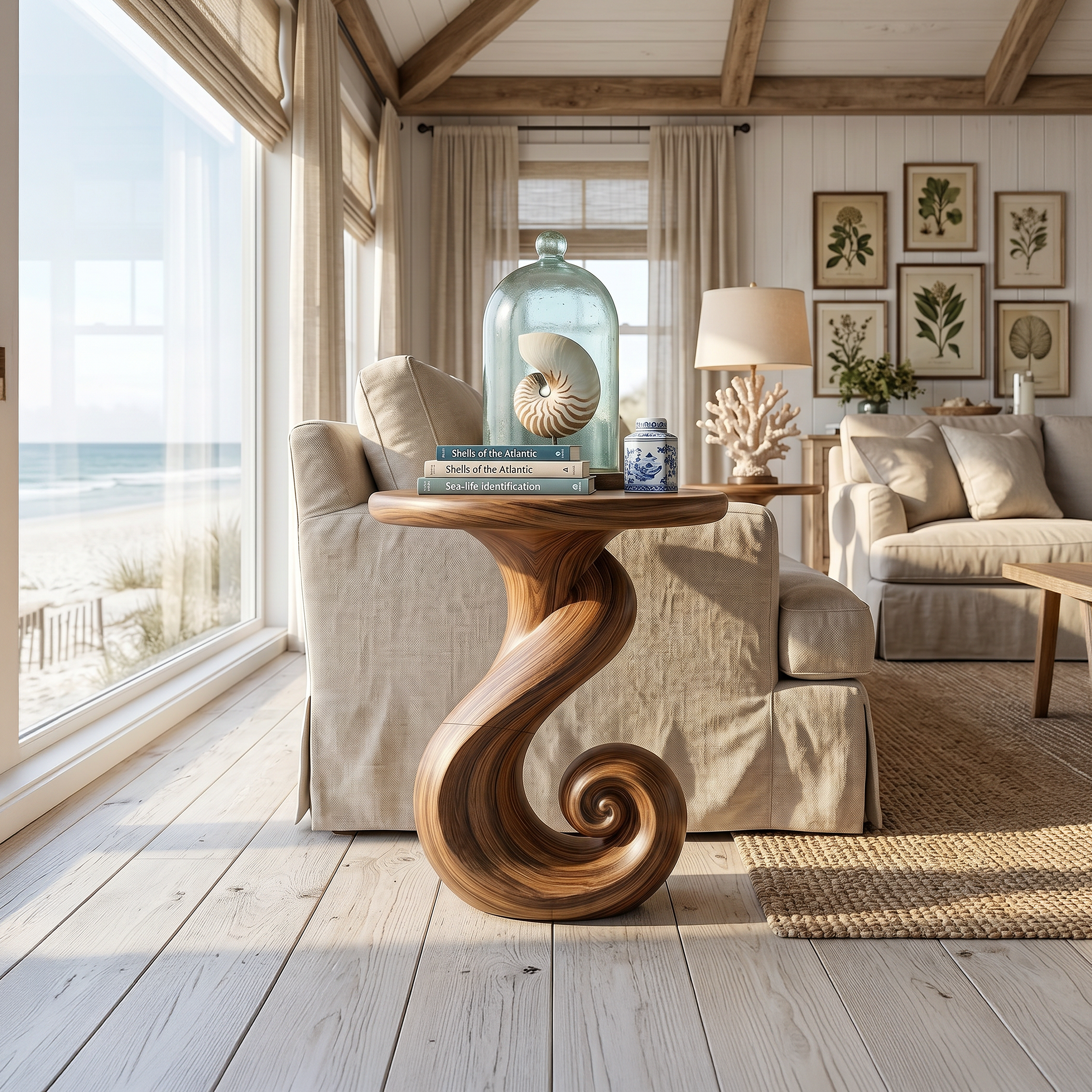 Coastal Spiral Accent Table Beachfront Cottage SILDTTRSTA035