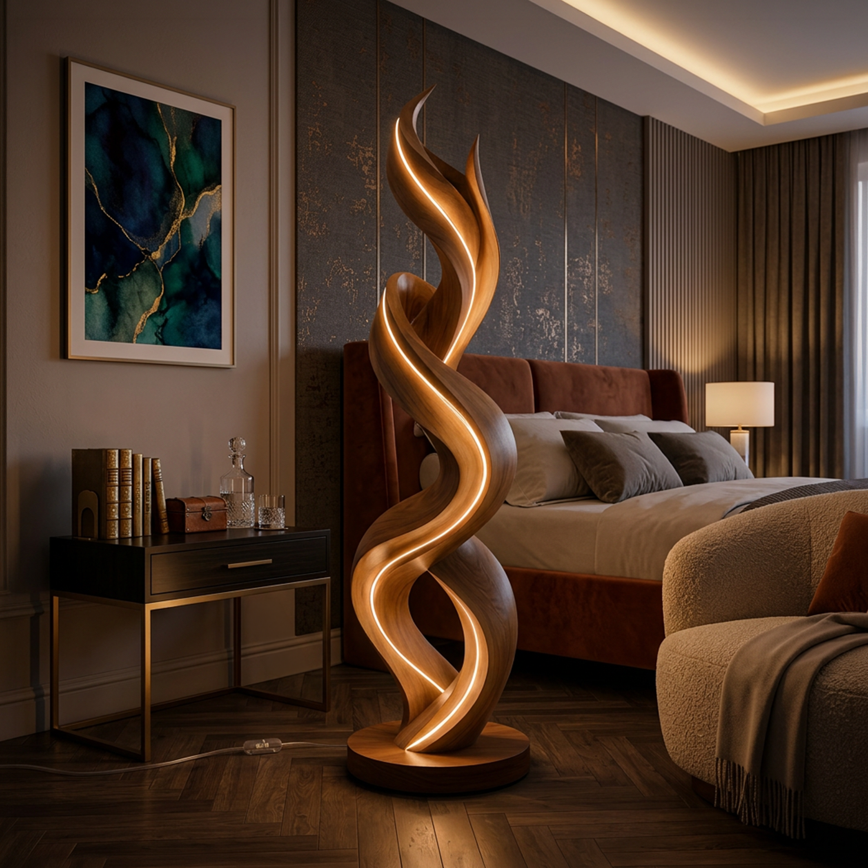 Organic Tree Lamp With Hooks For Hallway SILDTTNLAM018
